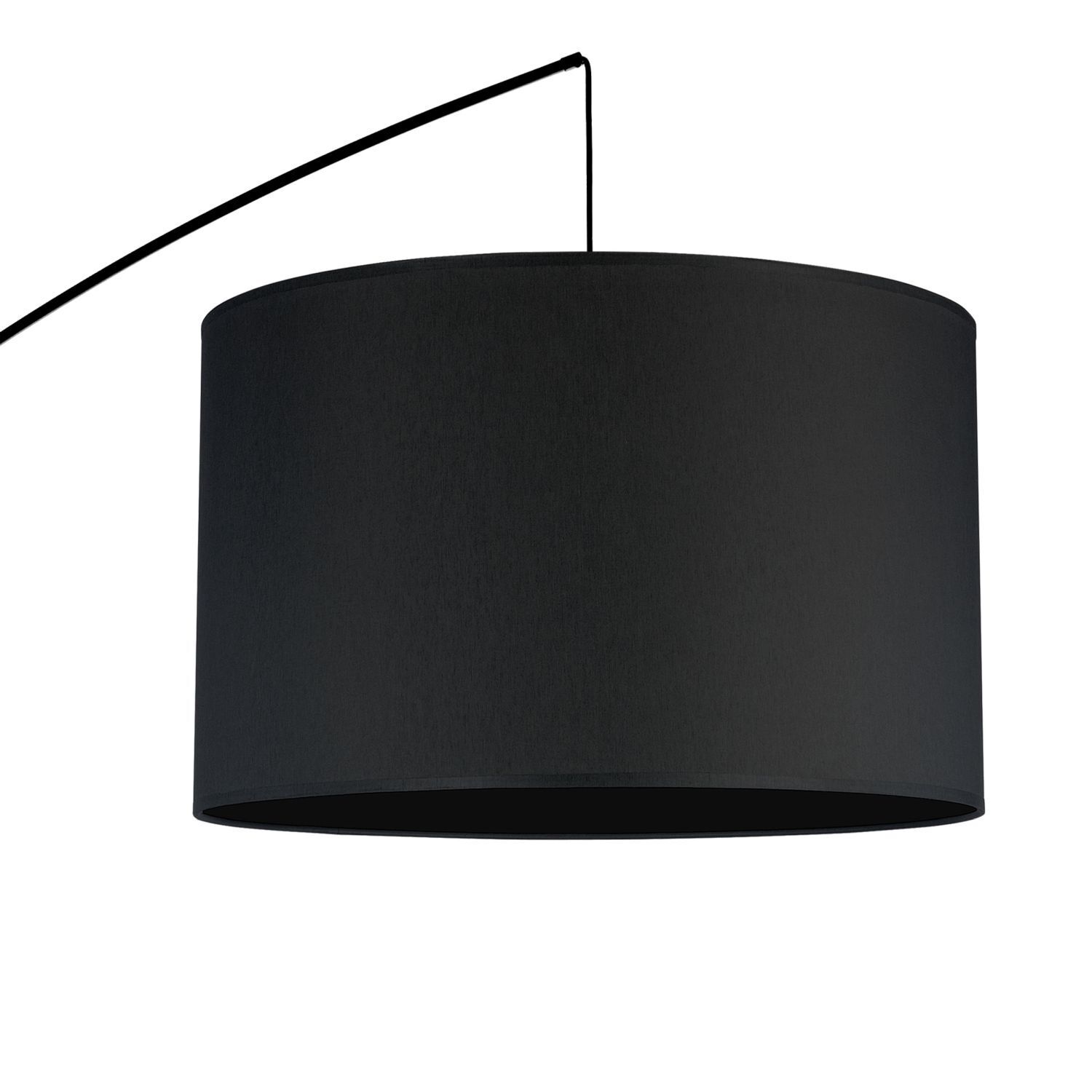 Luminaire arqué noir métal tissu 245 cm de haut XXL E27