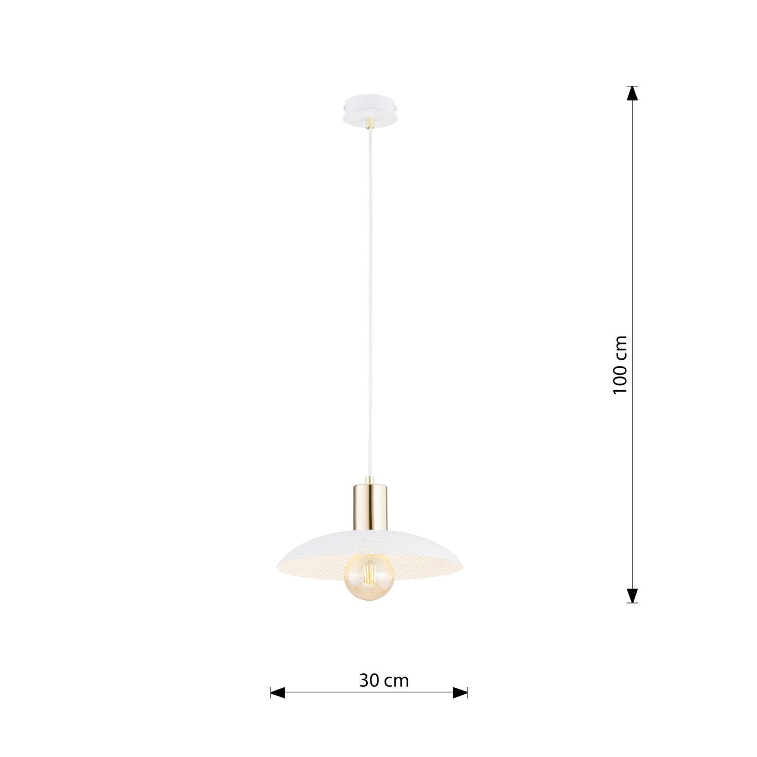 Suspension Blanc Or Ø 30 cm H : max. 100 cm réglable E27
