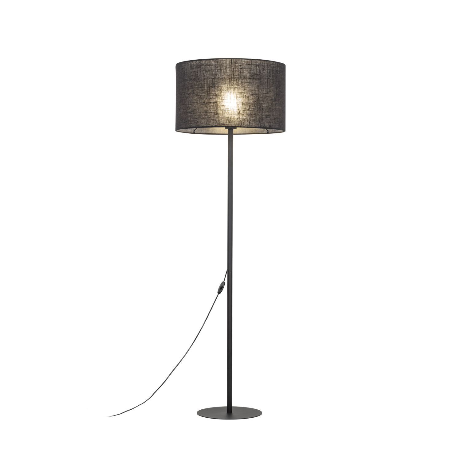 Lampadaire Noir 160 cm Ø 50 cm Métal Tissu E27