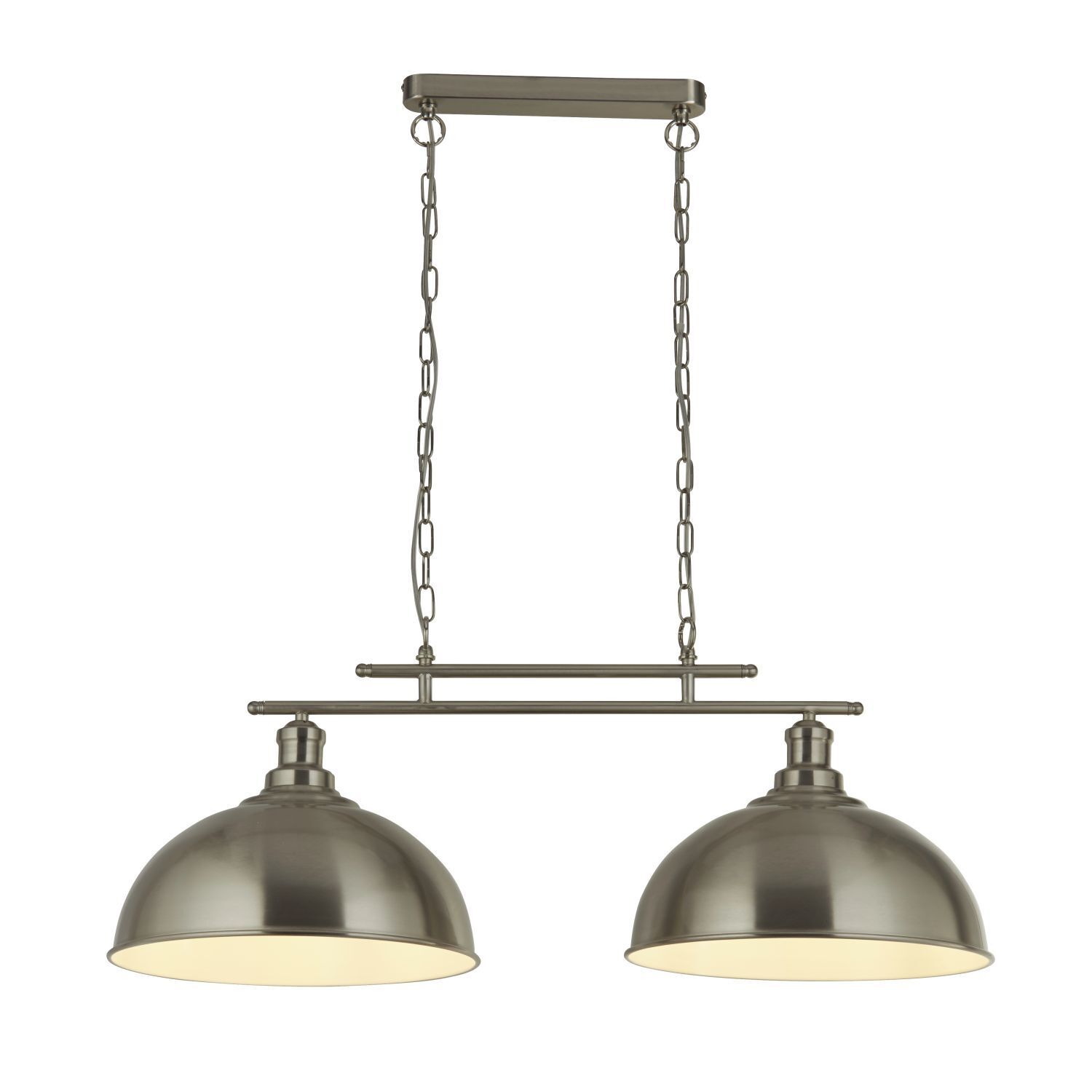 Suspension en métal L : 81,5 cm en argent 2 flammes E27