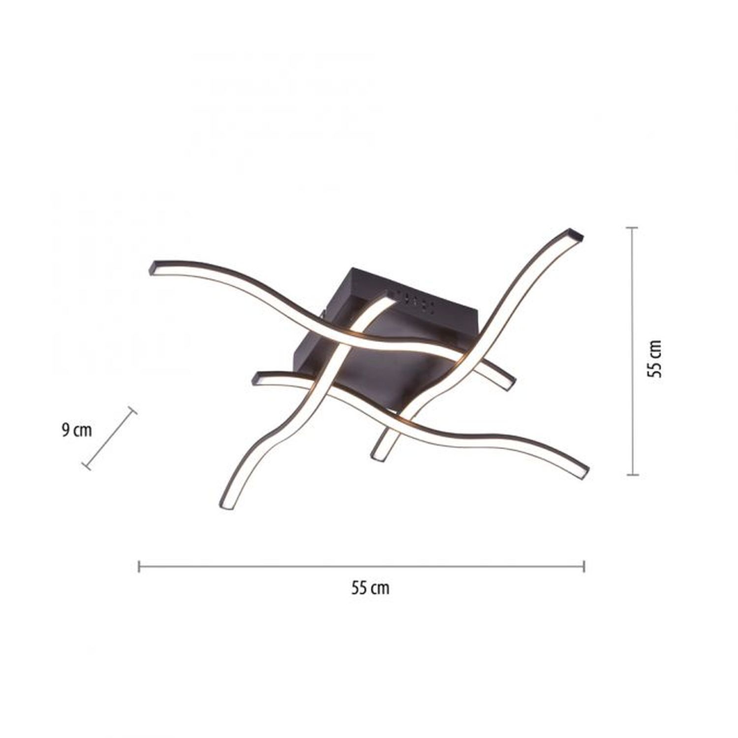 Plafonnier LED Vagues Métal Noir L:55 cm 3000 K