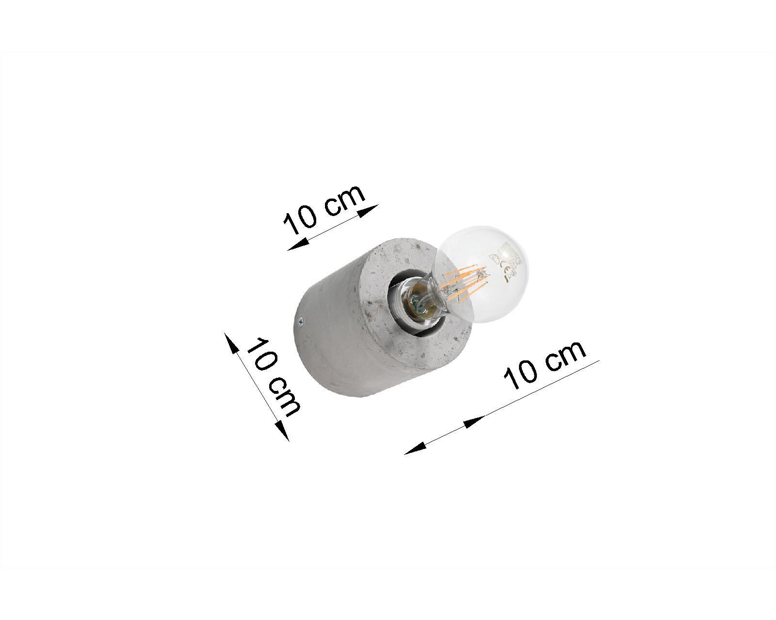 Lampe ronde en béton mur Ø10cm petite pour applique E27
