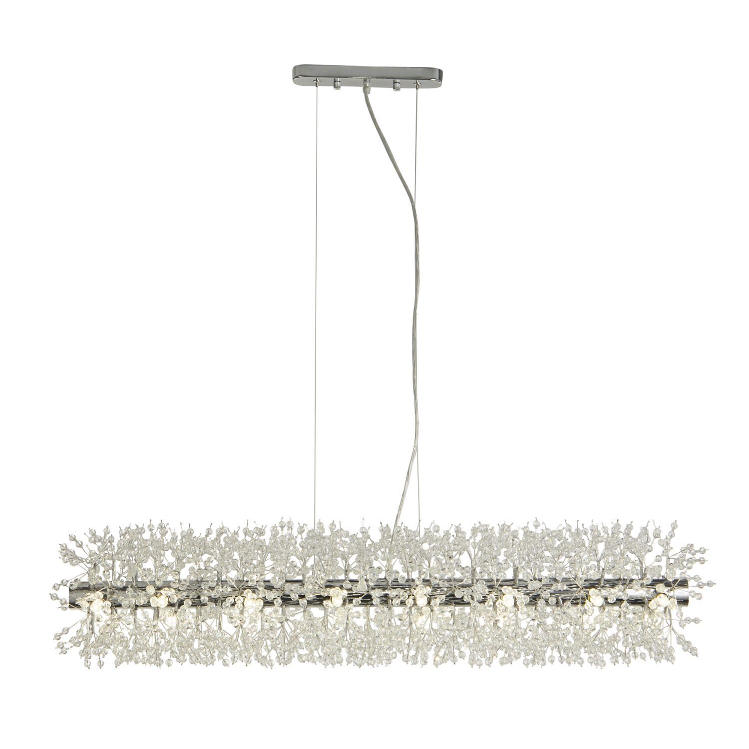 Suspension cristal 100 cm de long chrome clair 16x G9