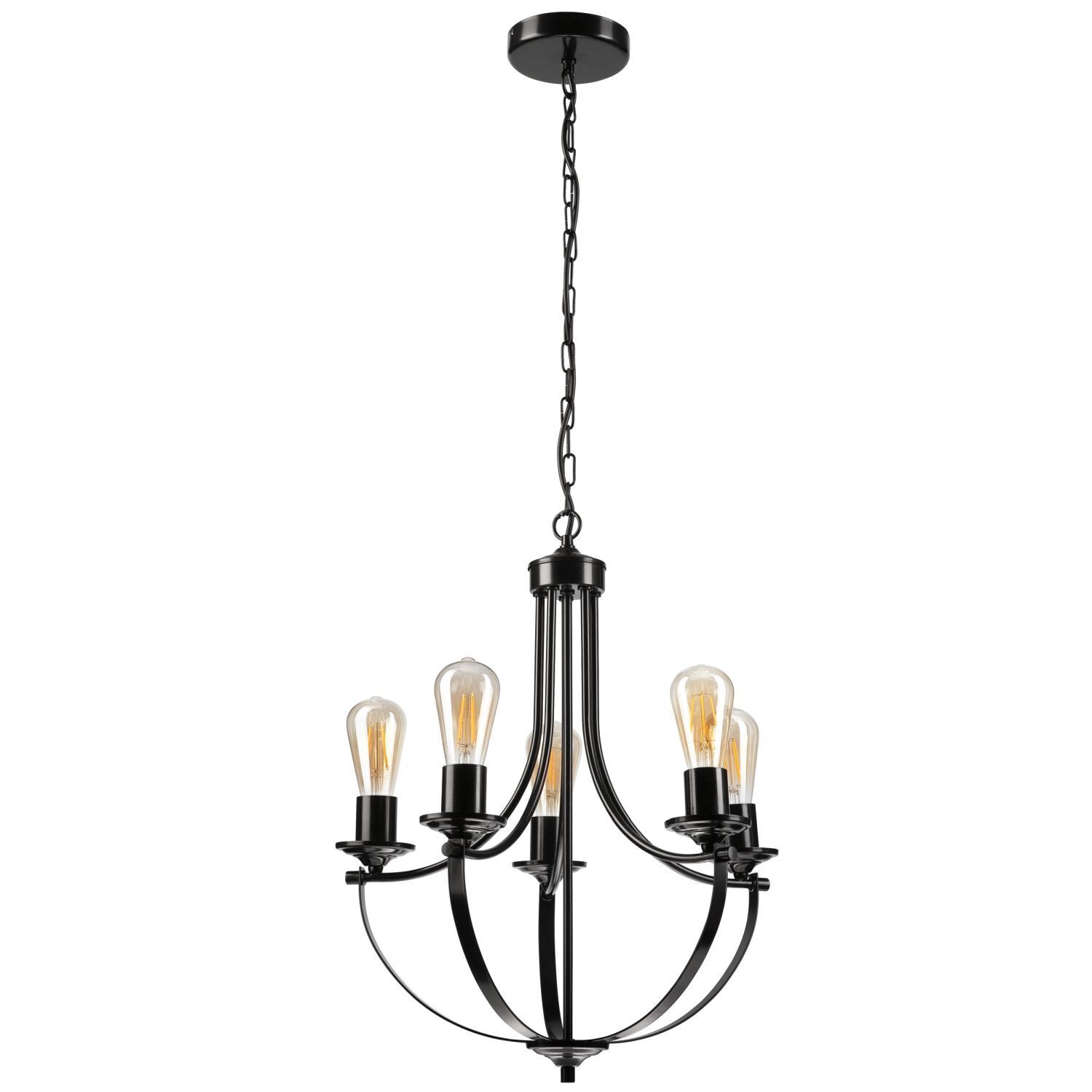 Lustre Métal Noir Ø 45 cm 3-flammes E27 Rustique