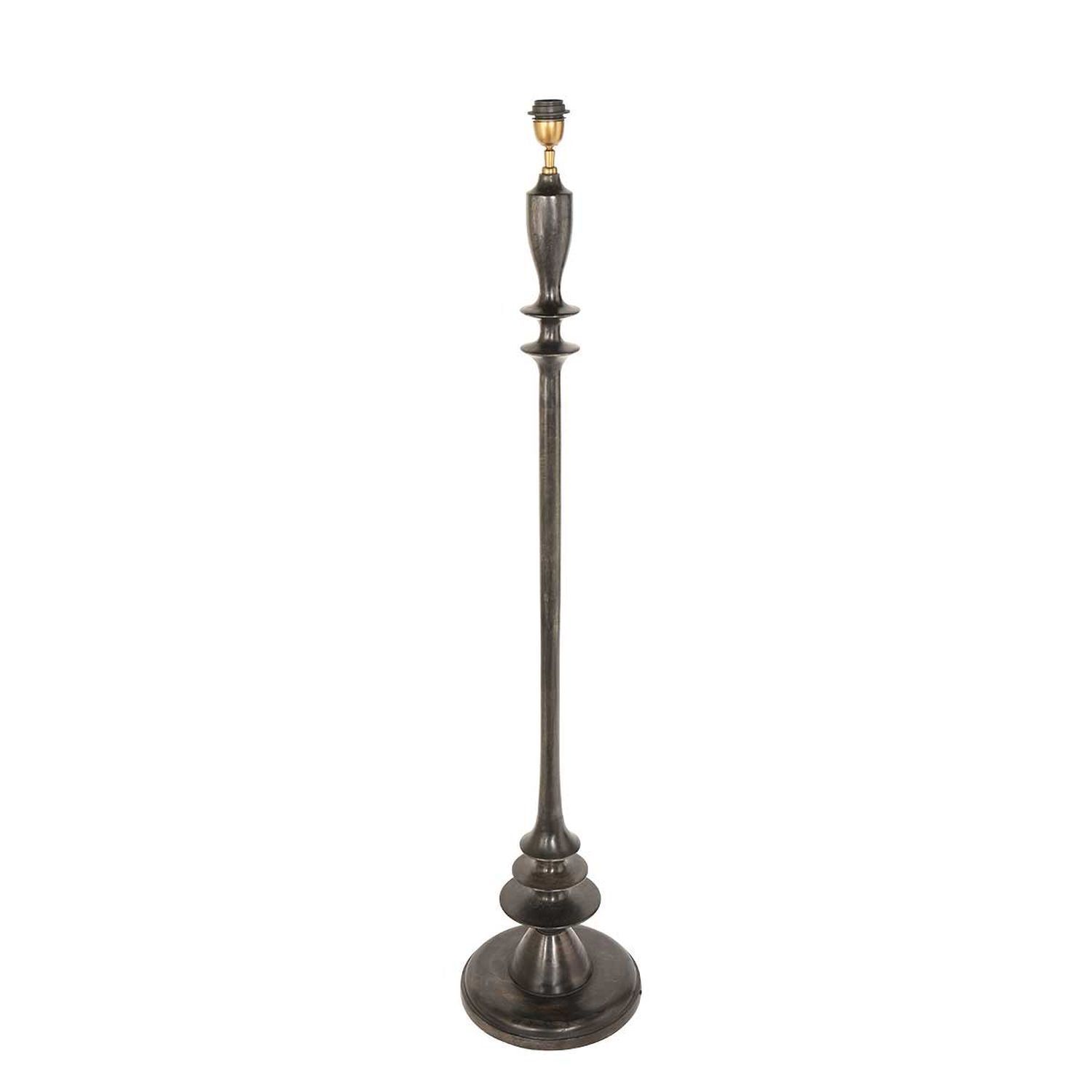 Lampadaire bois lin noir gris 153 cm E27 anti-éblouissement