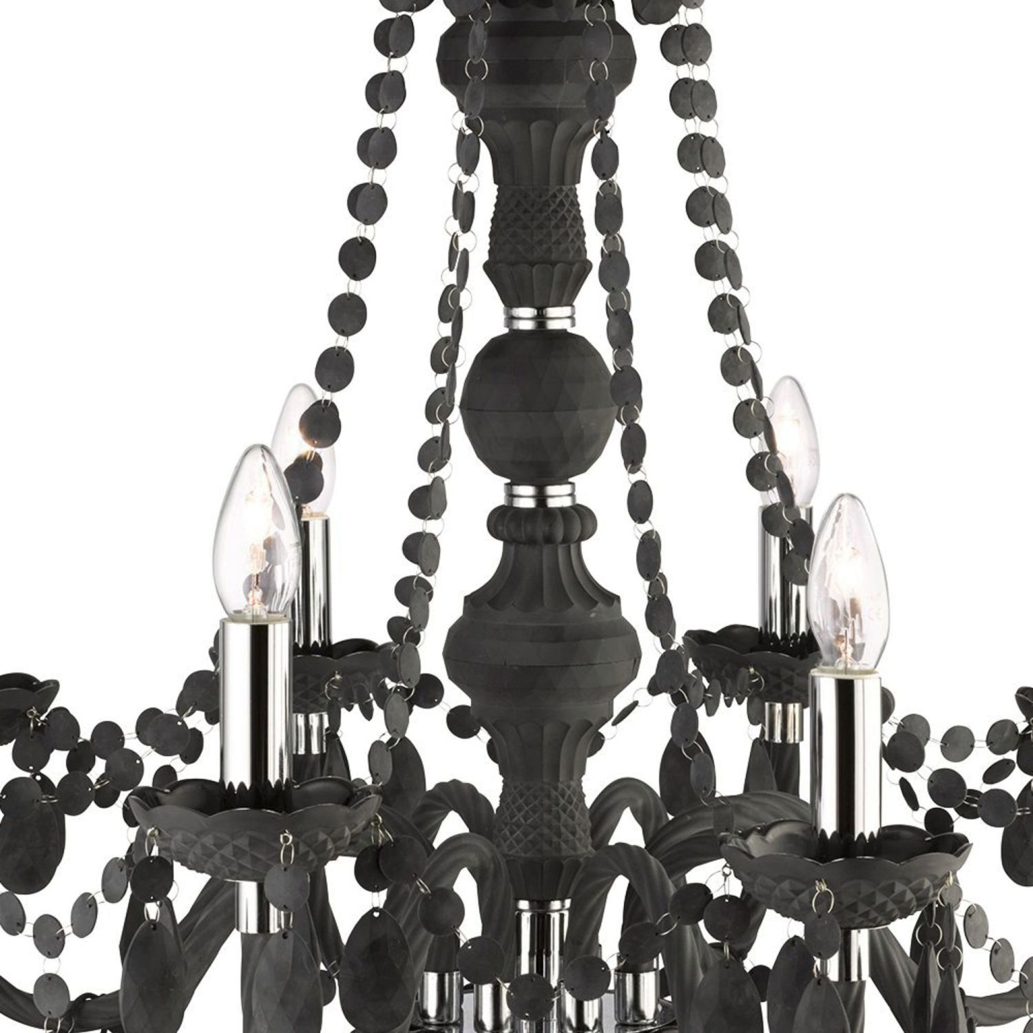 Lustre Gris Ø 74 cm verre cristal 8x E14 Lustre Gris Ø 74 cm verre cristal 8x E14