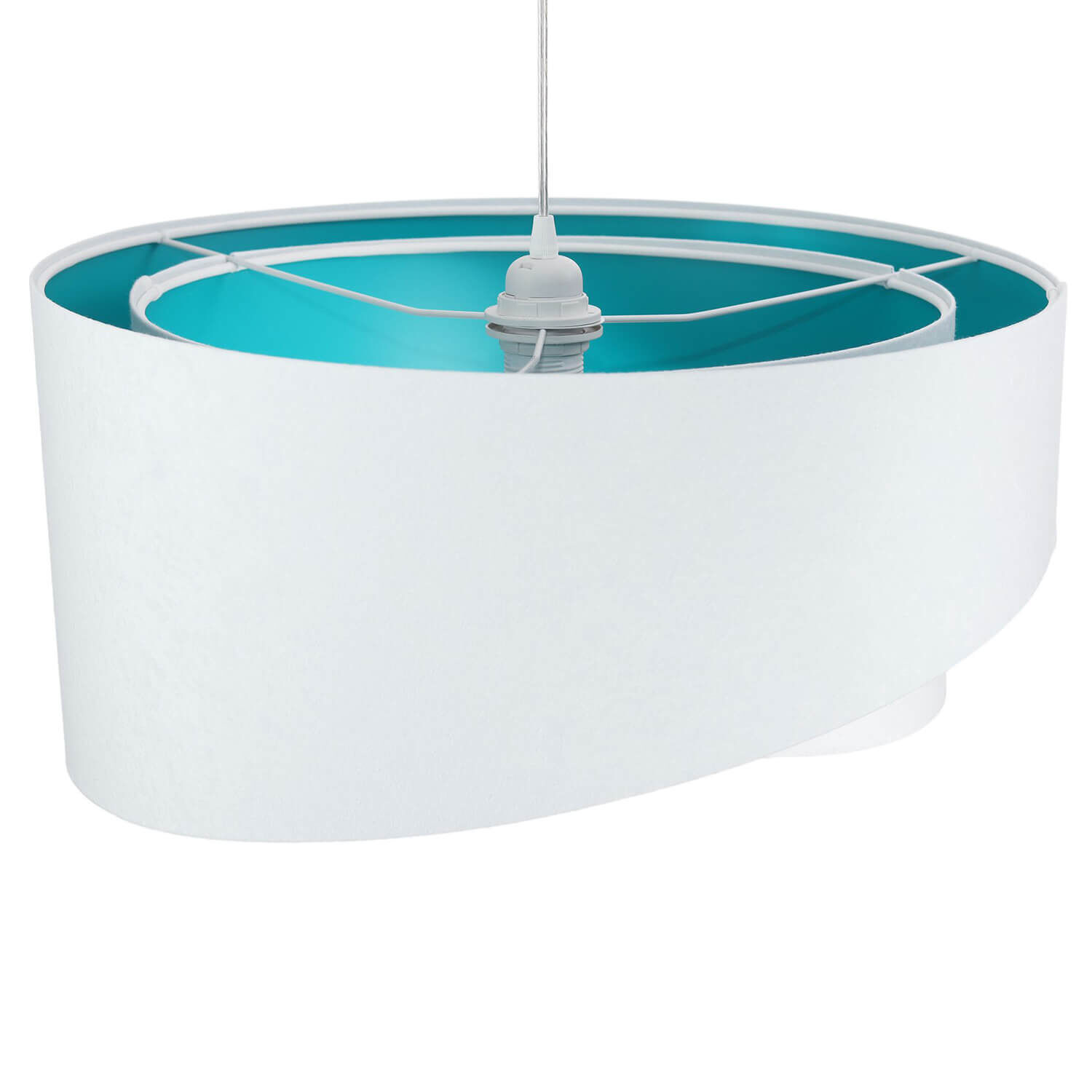 Lampe à suspendre Abat-jour Blanc Turquoise Tissu rond Ø50cm Lampe, Whirlpool-Badewanne, Wanne