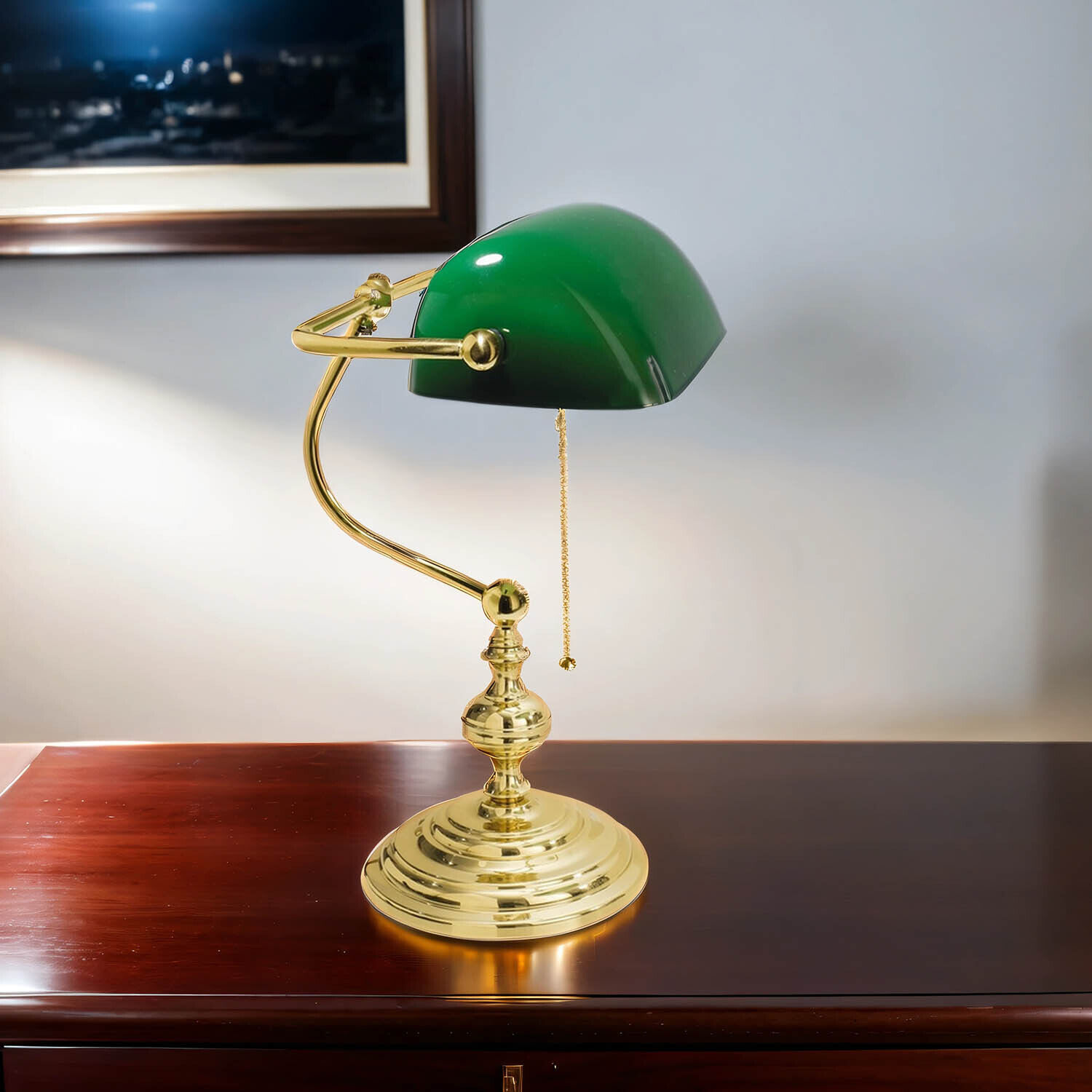 Banker lampe de table or 24 carats en laiton véritable