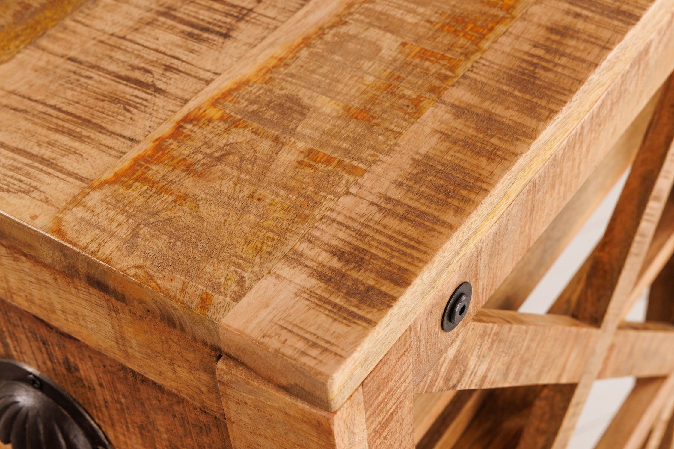 Armoire-bar à roulettes en manguier massif L : 86 cm Industrial