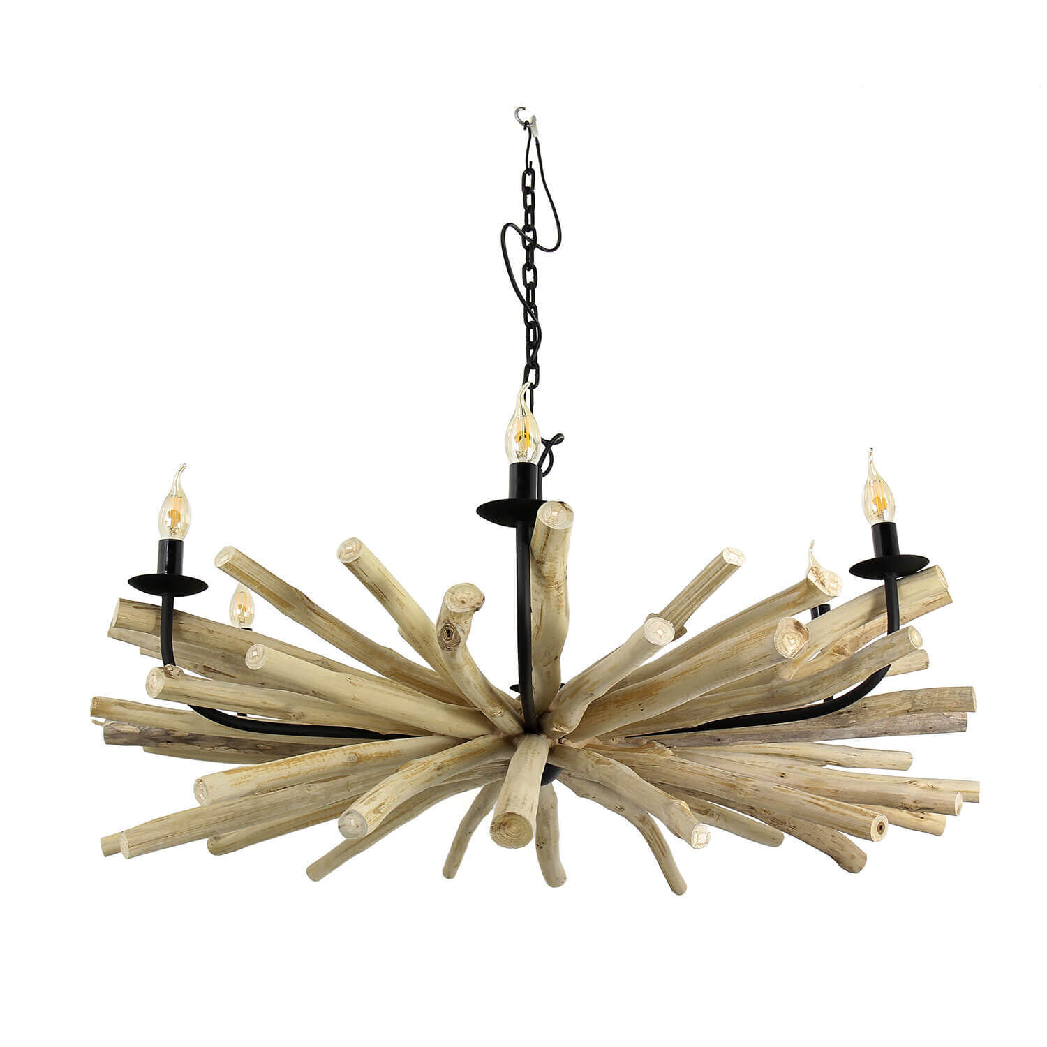 Lustre design bois flotté métal fait main BANGKOK Holz, Kronleuchter, Lampe