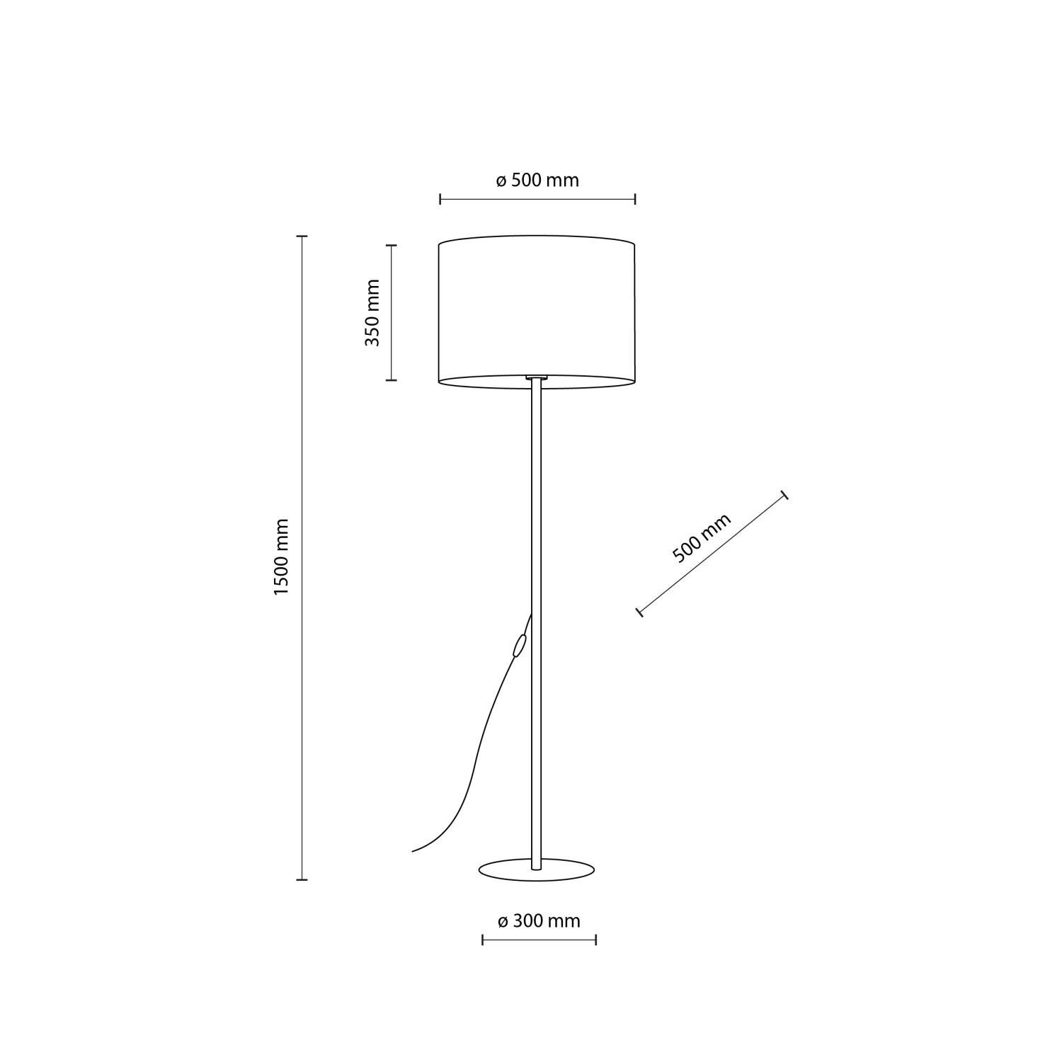 Lampadaire or blanc 160 cm en métal tissu E27 salon