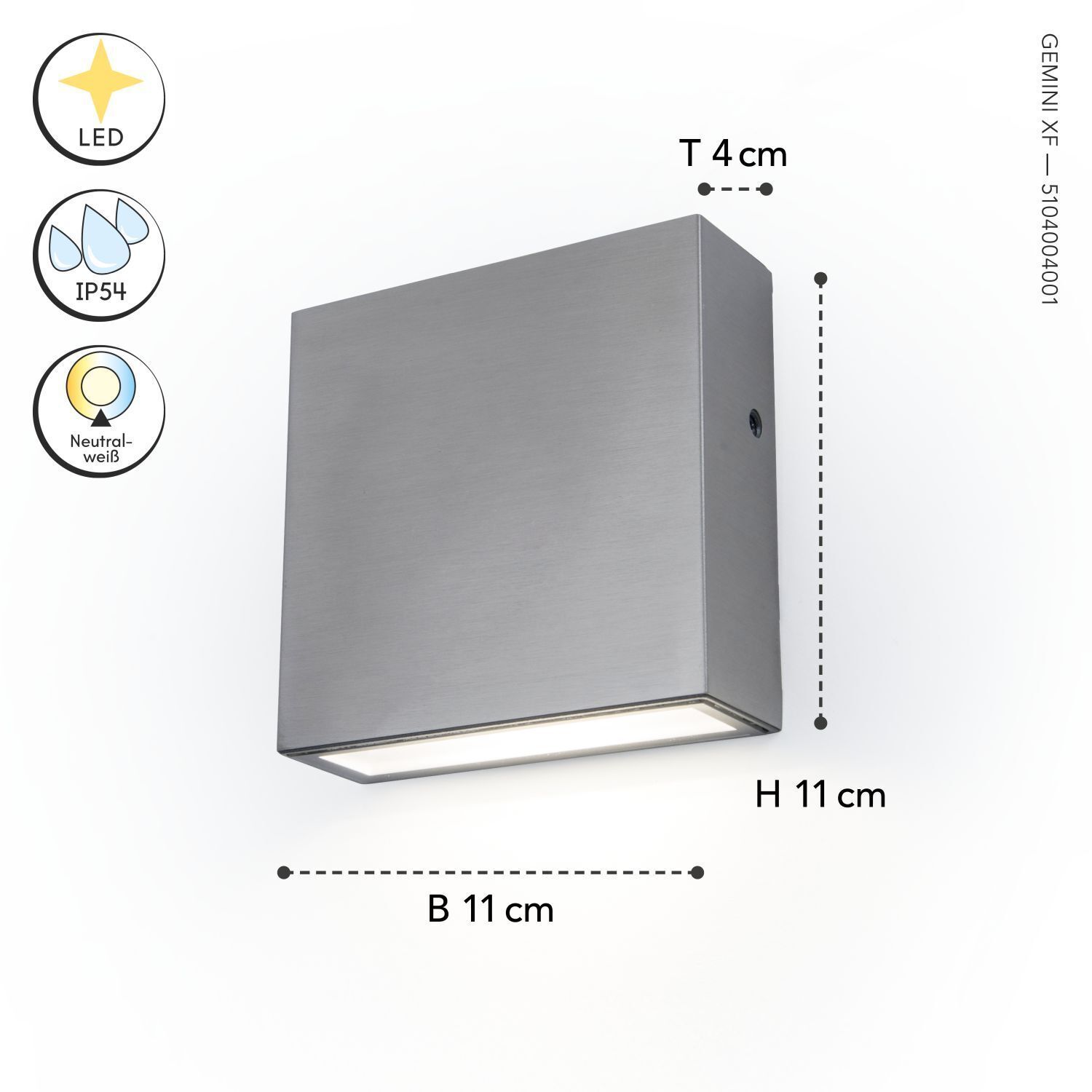 Lampe LED d'extérieur murale acier inoxydable IP54 10 W 4000 K Up Down