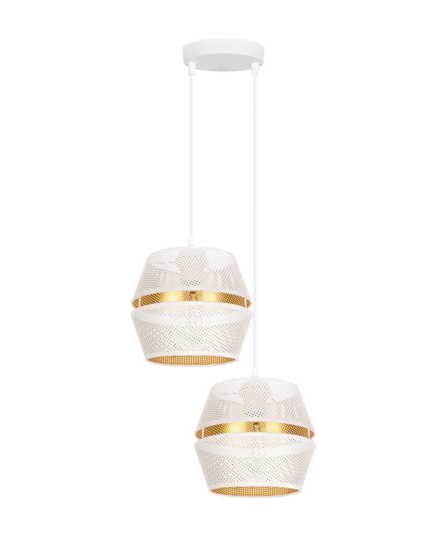 Suspension blanc or métal 2 flammes L:40 cm E27