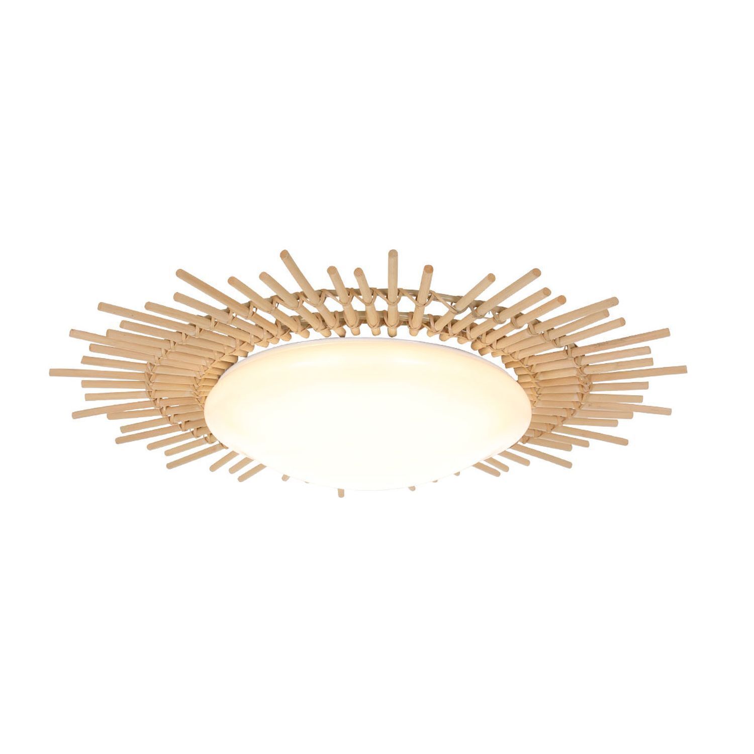 Plafonnier LED bois plastique naturel blanc Ø50 cm