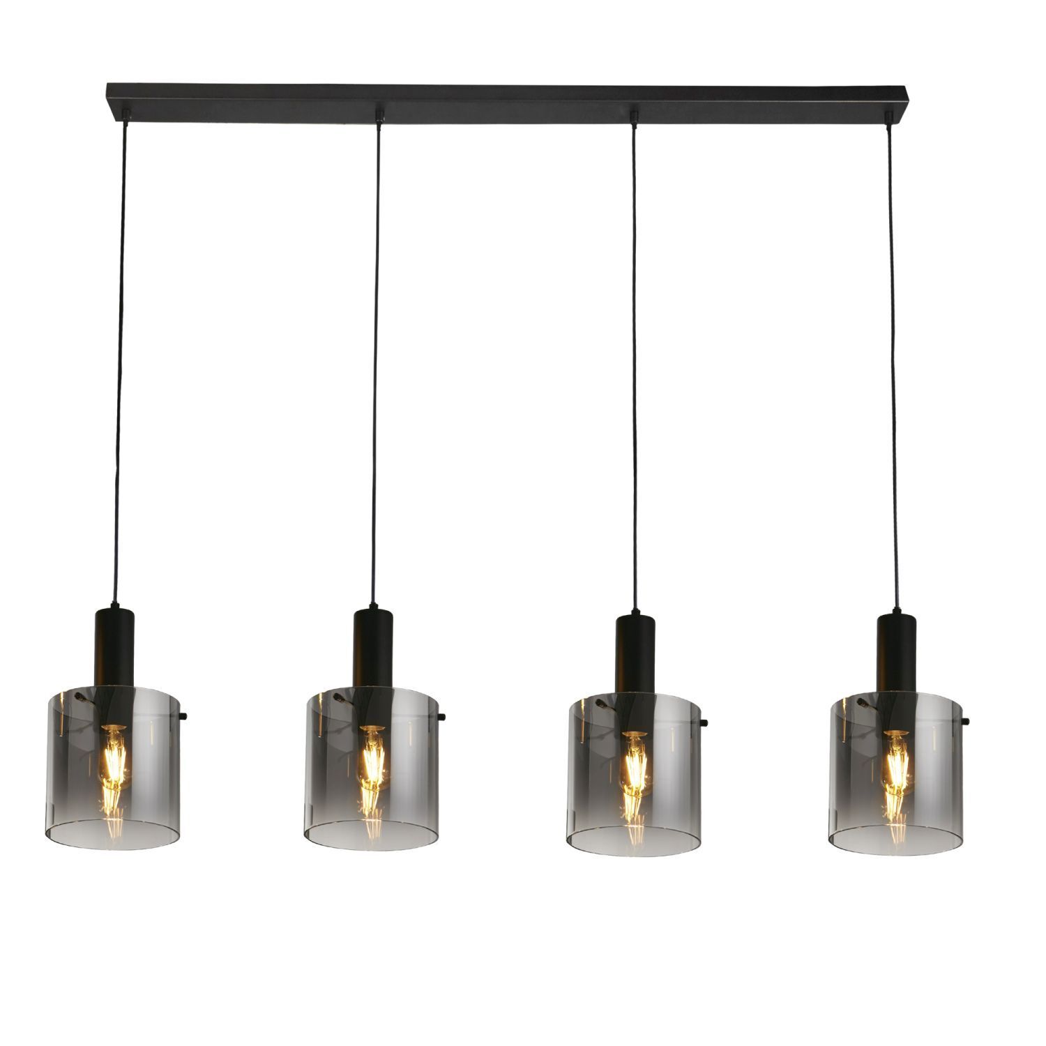 Lampe à suspendre Gris Noir L : 142 cm 4-flamme E27 verre métal