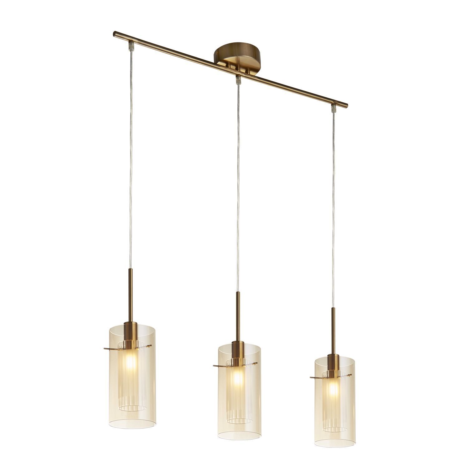 Suspension 3 flammes en laiton crème E14 verre métal