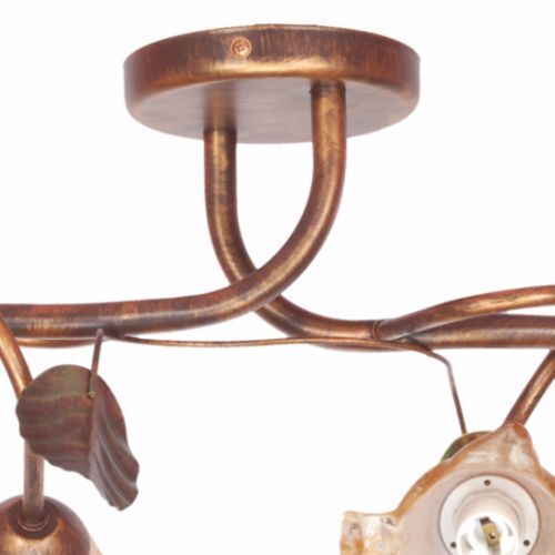 Orange Plafonnier Métal 4-flmg Rustique