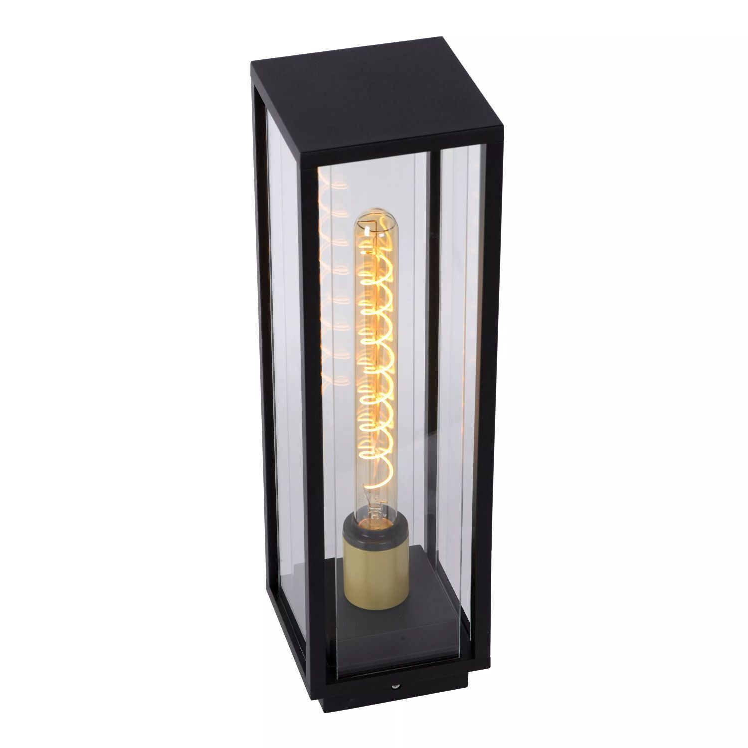 Pollerleuchte Außen Glas Metall Schwarz E27 IP54 50 cm Lampe, Postfach, Leicht