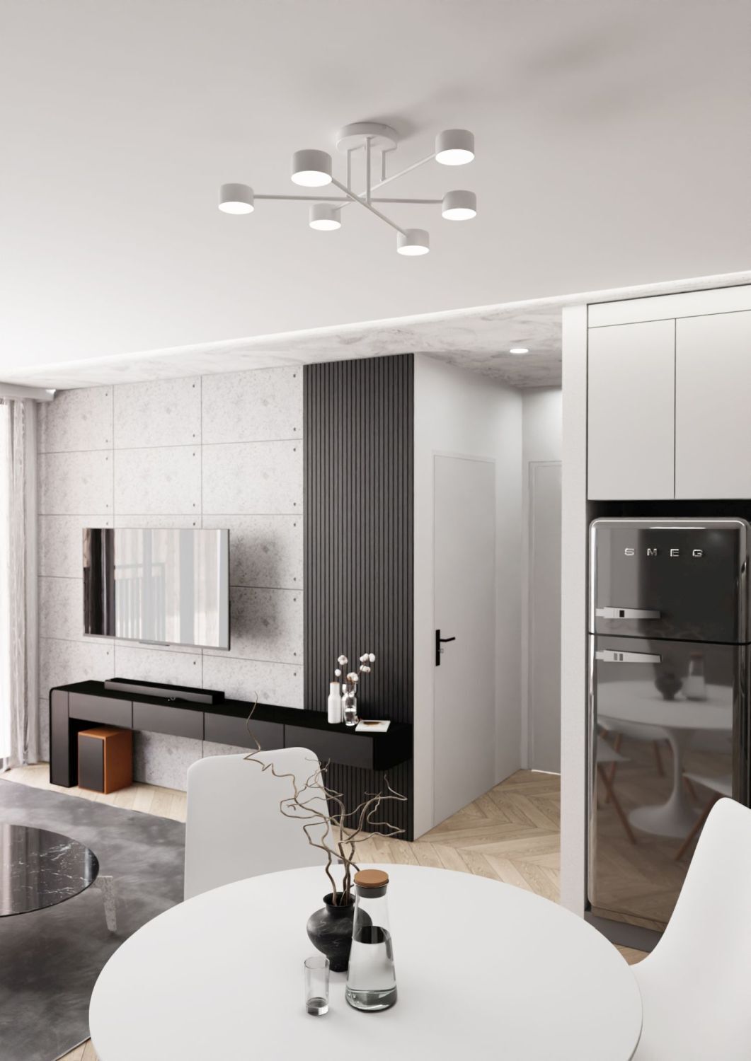 Plafonnier Blanc Métal accentué L:60 cm GX53 Drinnen, Innenarchitektur, Inneneinrichtung, Wohnzimmer, Esstisch