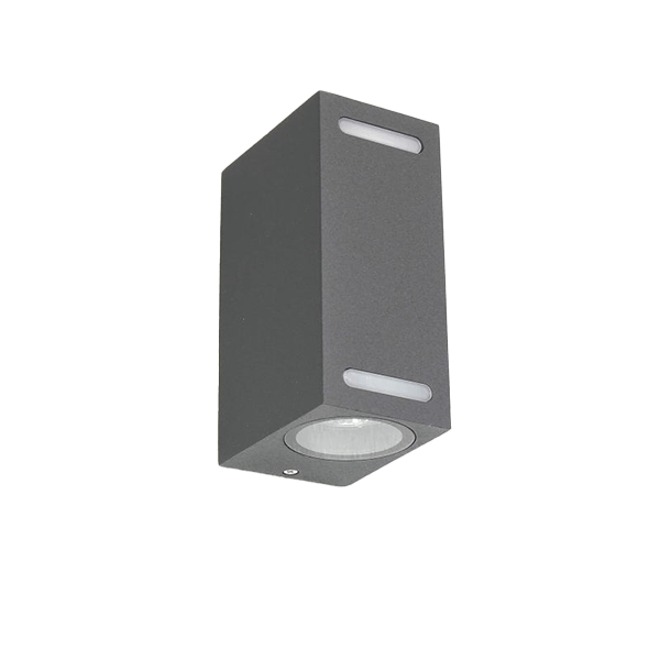 Wandlampe, Außenleuchte, Grau, Kubusform, LED-Lampe