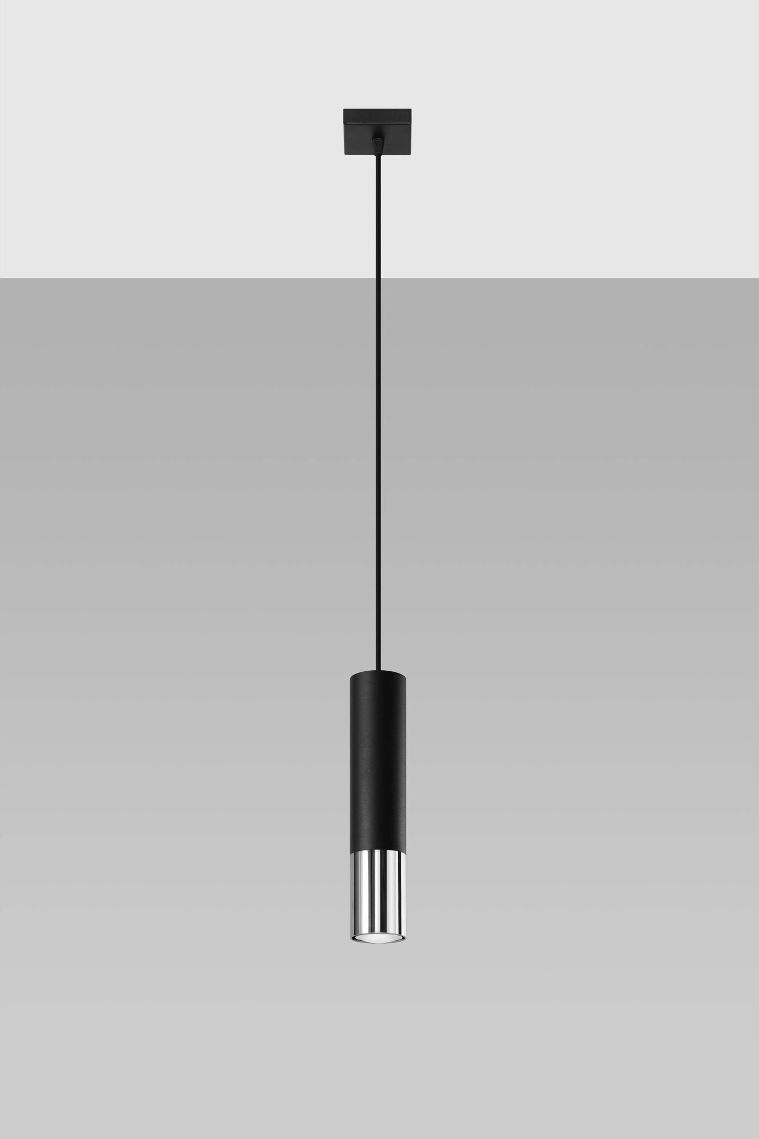 Lampe à suspendre EDYTH Noir Chrome Métal Ø 5 cm étroit GU10