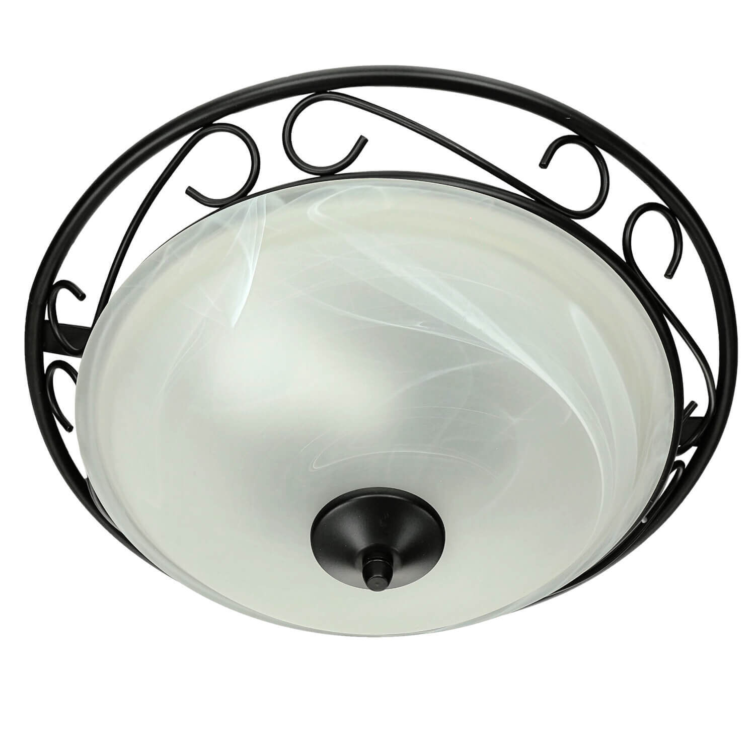 Plafonnier rustique blanc noir verre albâtre Leuchte, Deckenleuchte