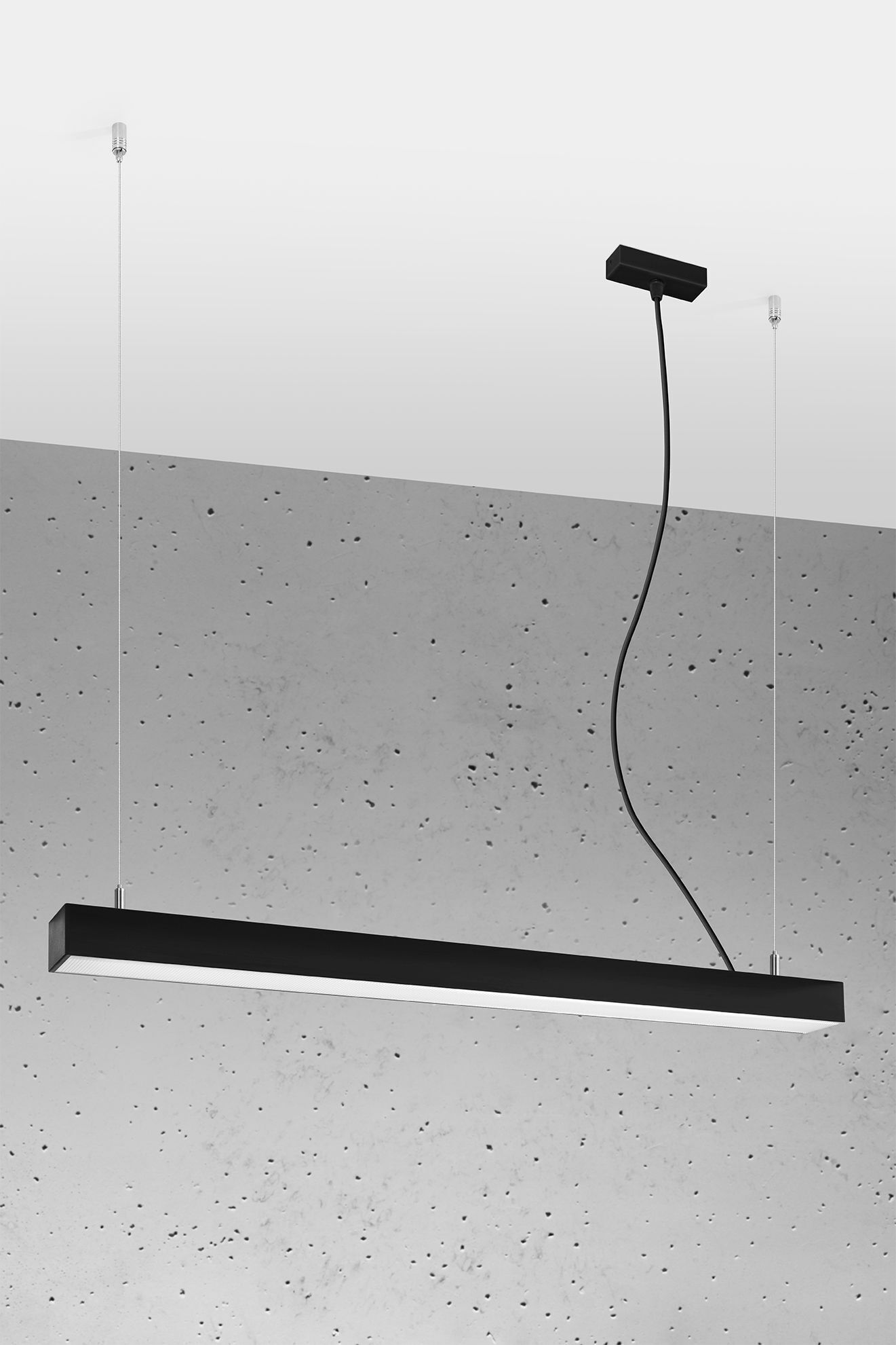 Lampe LED à suspendre noire 90 cm 3000 K faible éblouissement étroite