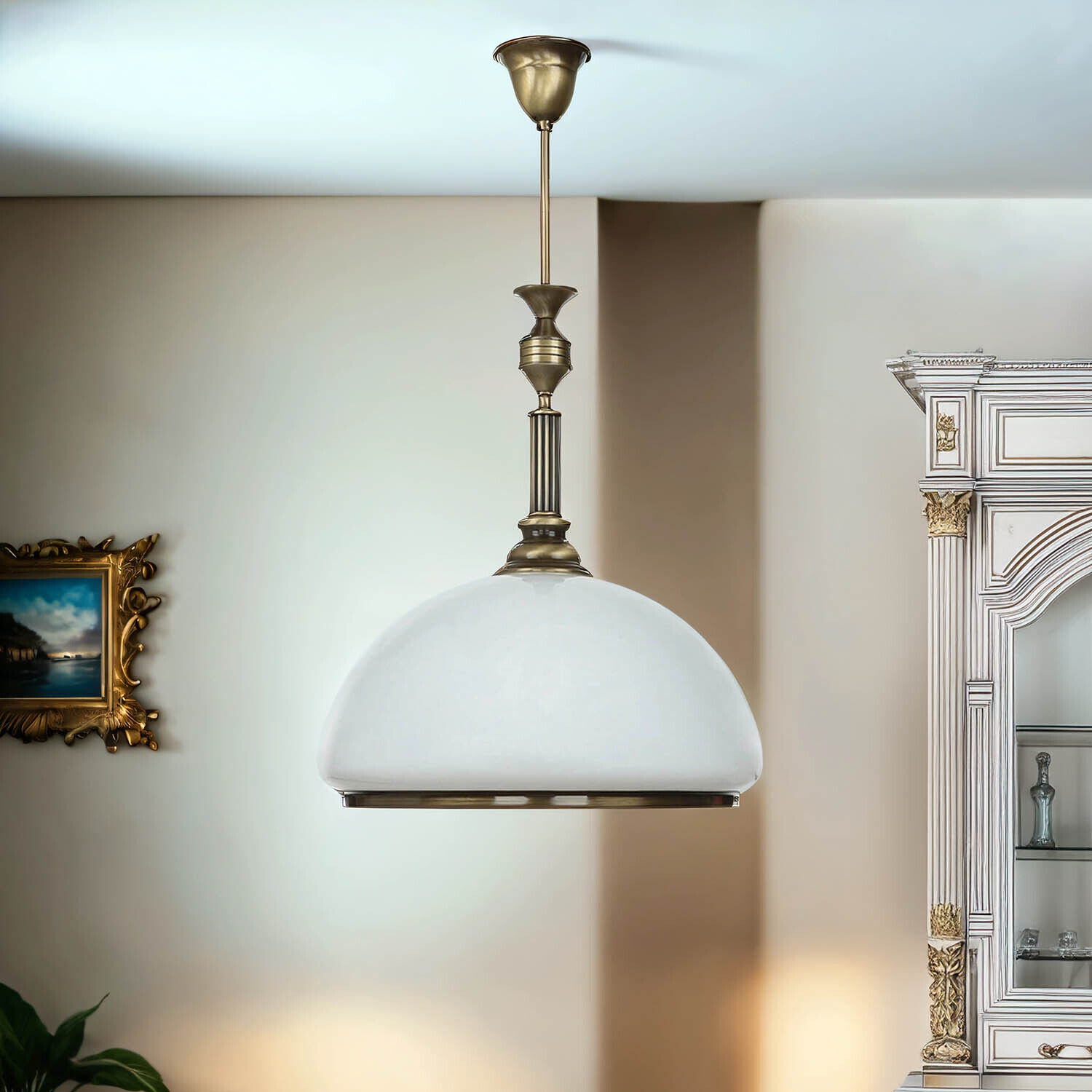 Plafonnier rond Ø40cm laiton antique blanc Lampe Lampe