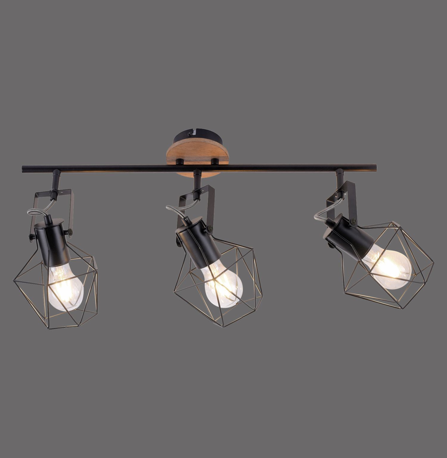 Spot de plafond réglable bois métal 83 cm E27 Vintage Leuchte, Beleuchtung, Deckenleuchte