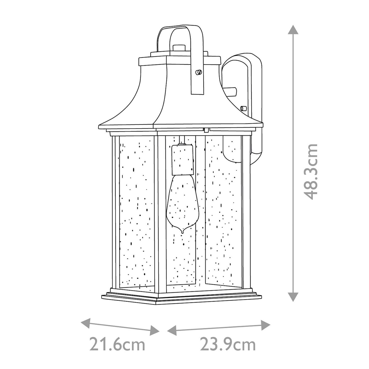 Lampe d'extérieur murale H : 48,3 cm IP44 E27 en bronze Alu Verre de pluie
