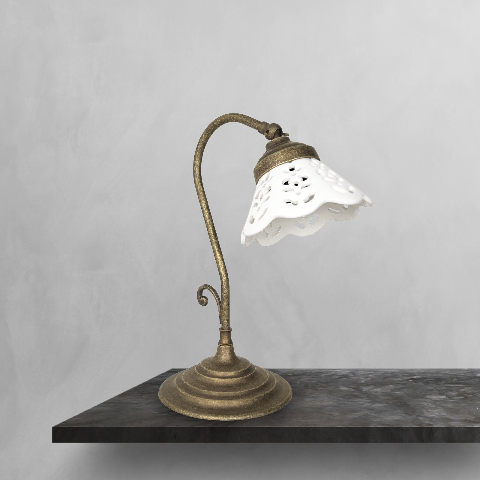 Lampe, Tischlampe, Lampenschirm, Bronze