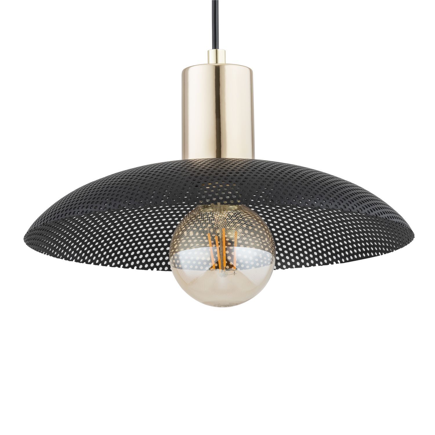 Lampe à suspendre métal Ø 30 cm H : max. 100 cm Noir or E27