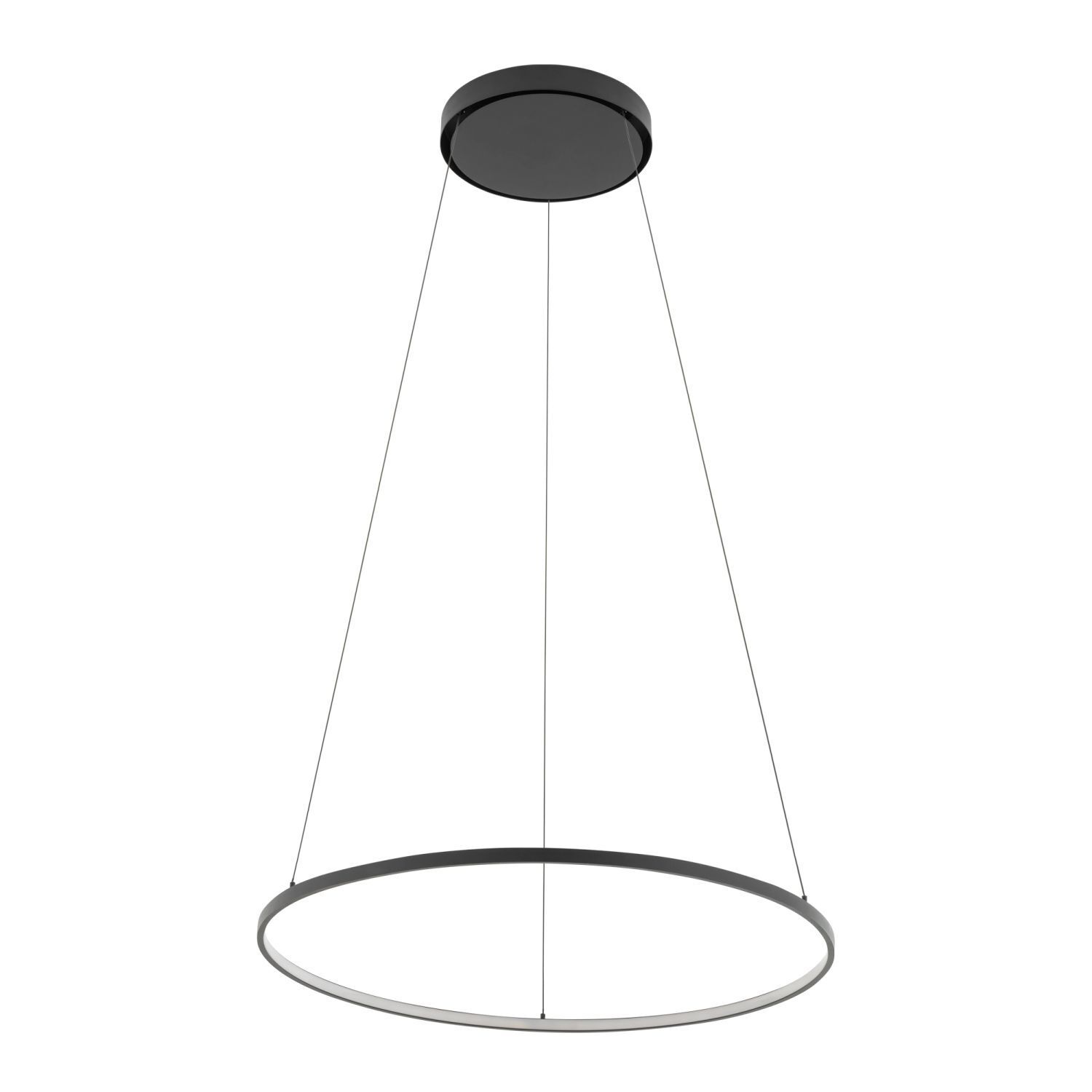 Suspension LED Ring Ø 60 cm Noir 3000 K 660 lm Métal