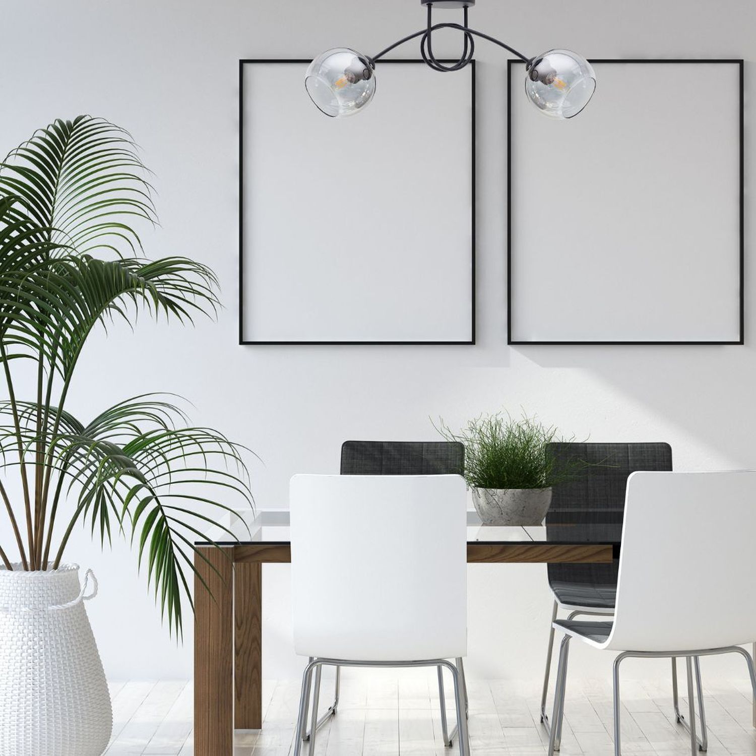 Plafonnier noir verre fumé métal E27 L:70 cm
