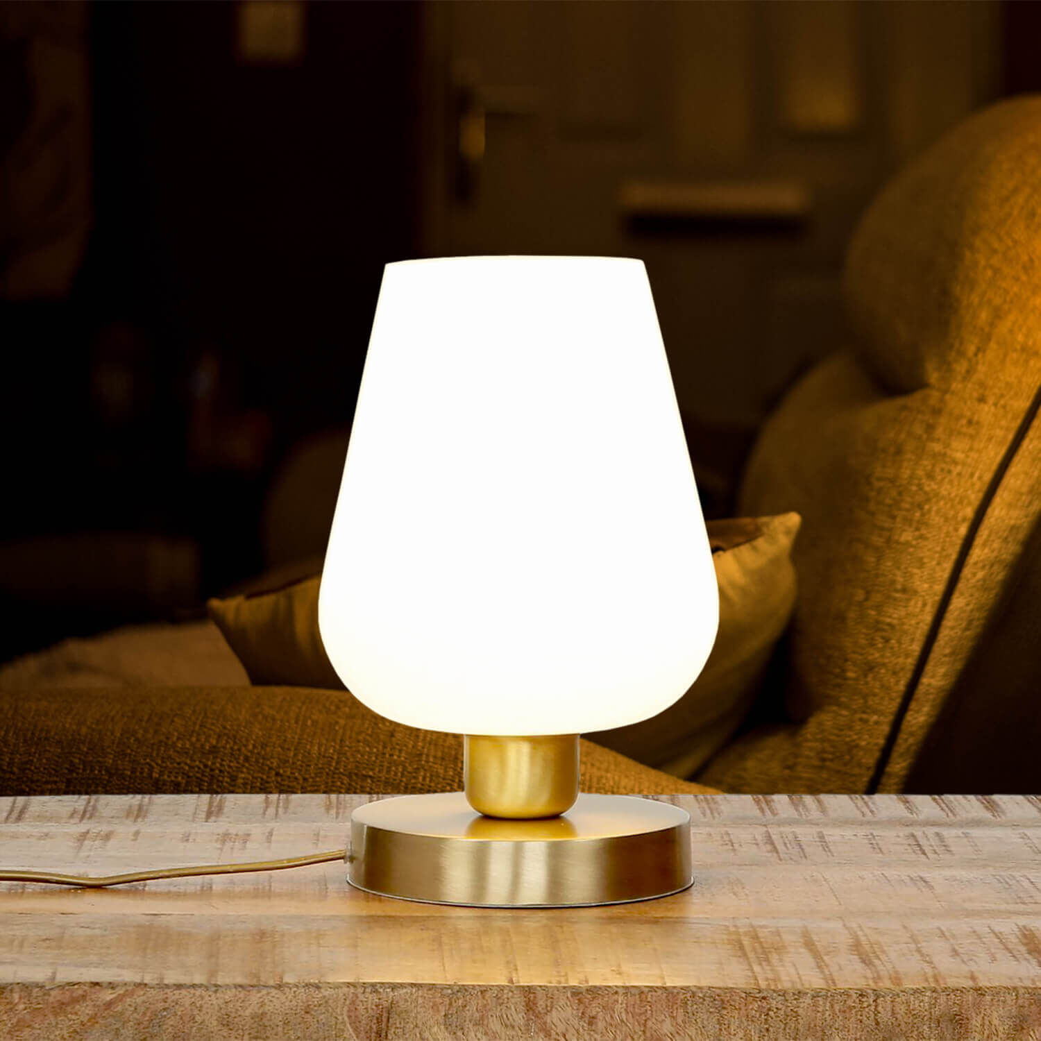 Lampe de table Abat-jour en verre Socle en laiton élégant TALIS