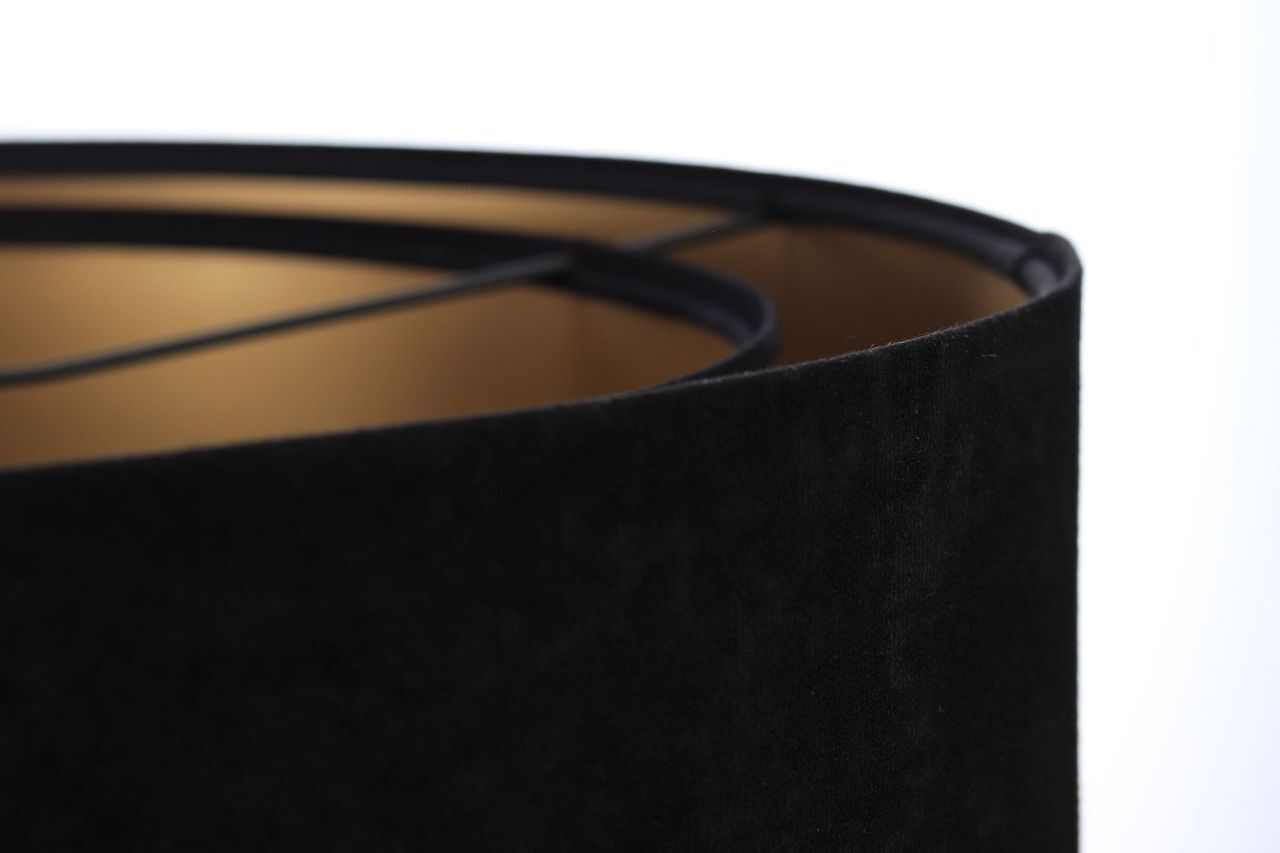 Lampe à suspendre E27 ronde Ø 50 cm Noir Or Tissu Dentelle Moderne