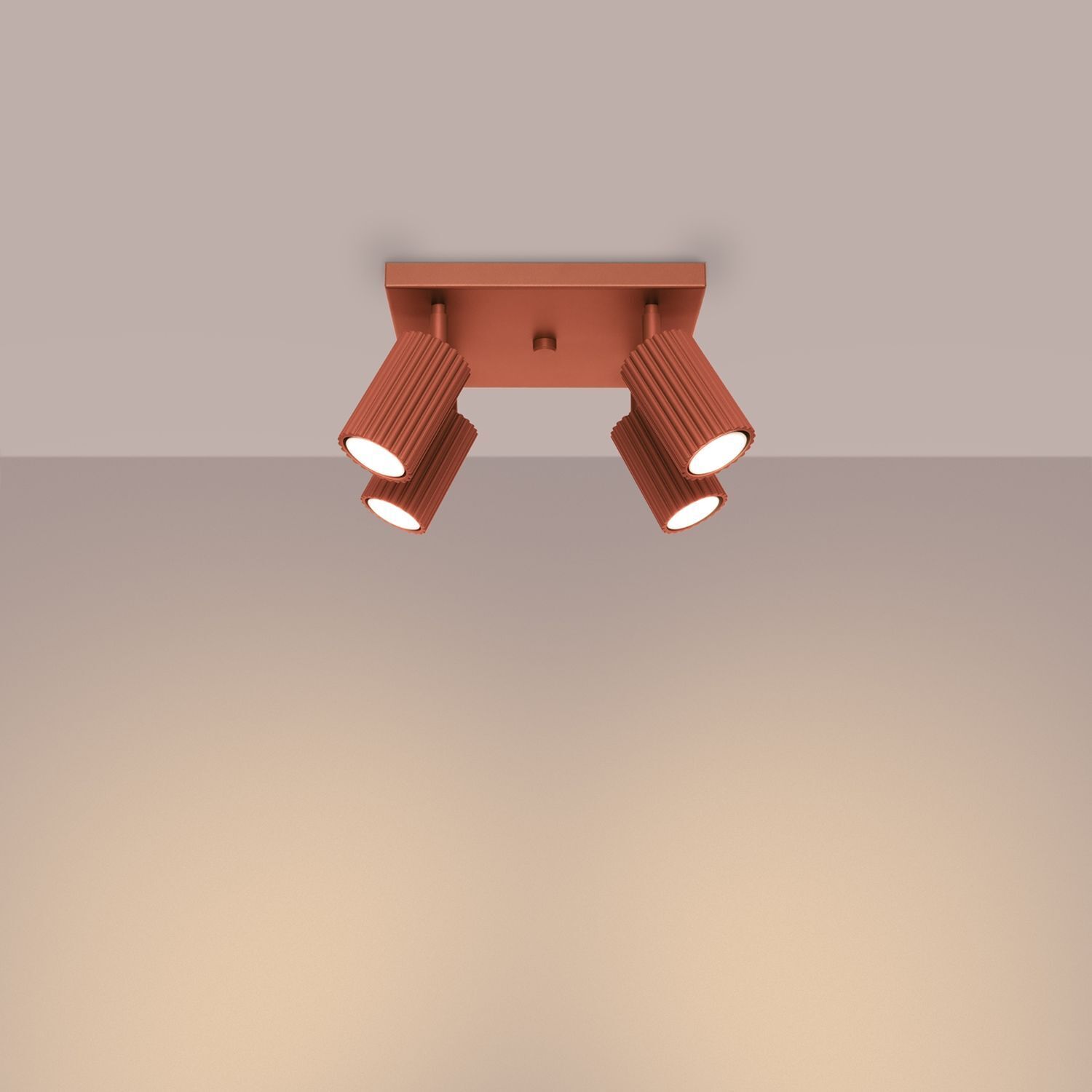 Projecteur de plafond GU10 4 flammes L : 25 cm petit carré rouge