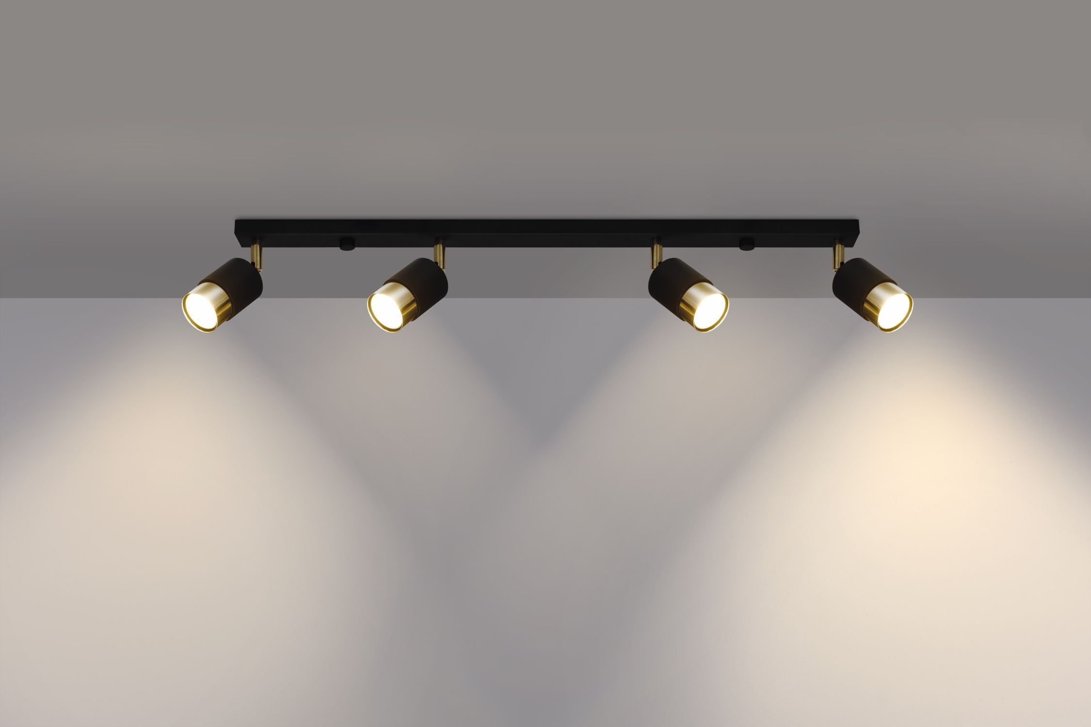 Spot projecteur 4 flammes allongé 81 cm noir or GU10