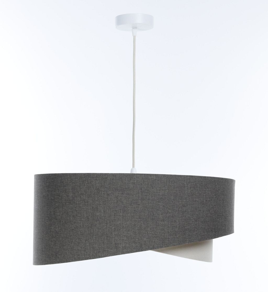 Suspension Gris Crème E27 ronde D : 45 cm Abat-jour en tissu Lampe, Kronleuchter