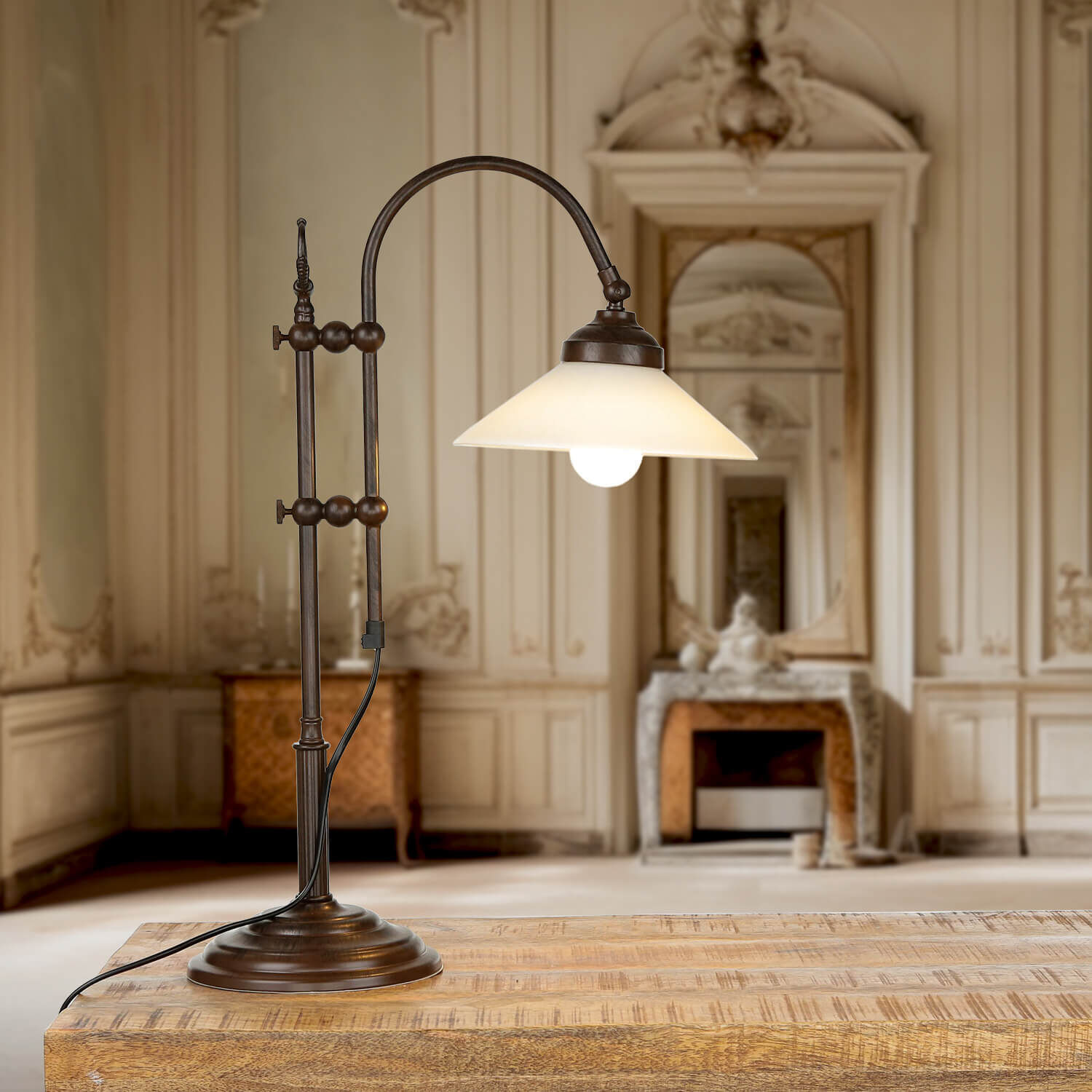 Tischlampe, Brasseneinstieg, Vintage, Standleuchte, Glühbirne