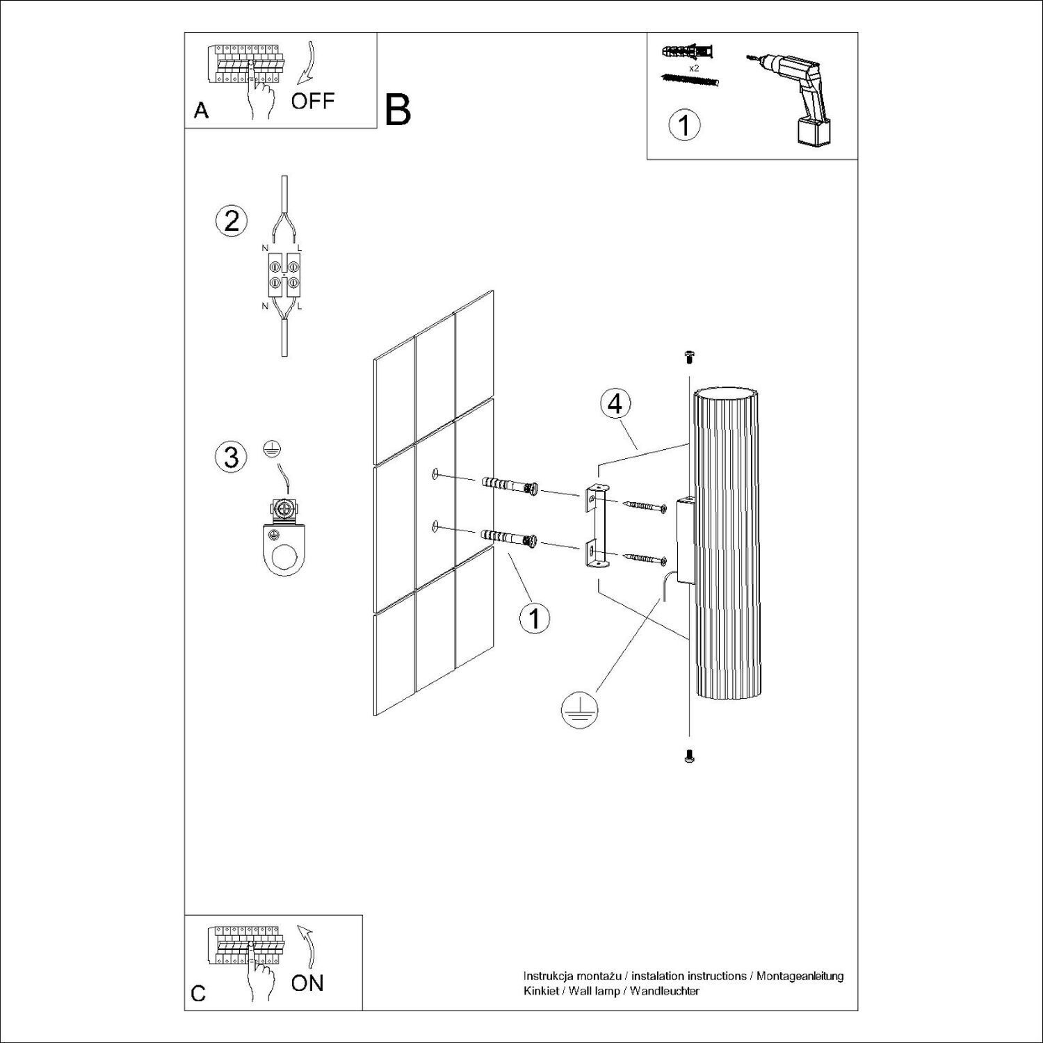 Applique murale noire H : 30 cm GU10 2 flammes aluminium Up Down CAD-Diagramm, Diagramm