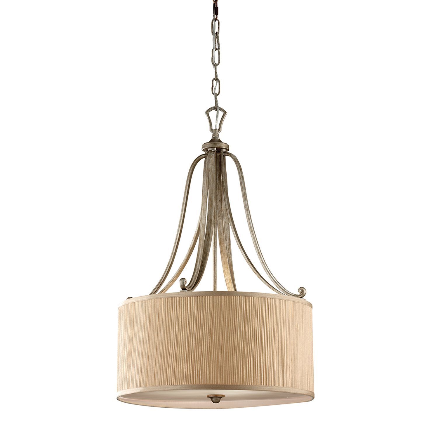 Lampe à suspendre tissu crème marron antique E27 SAMISE