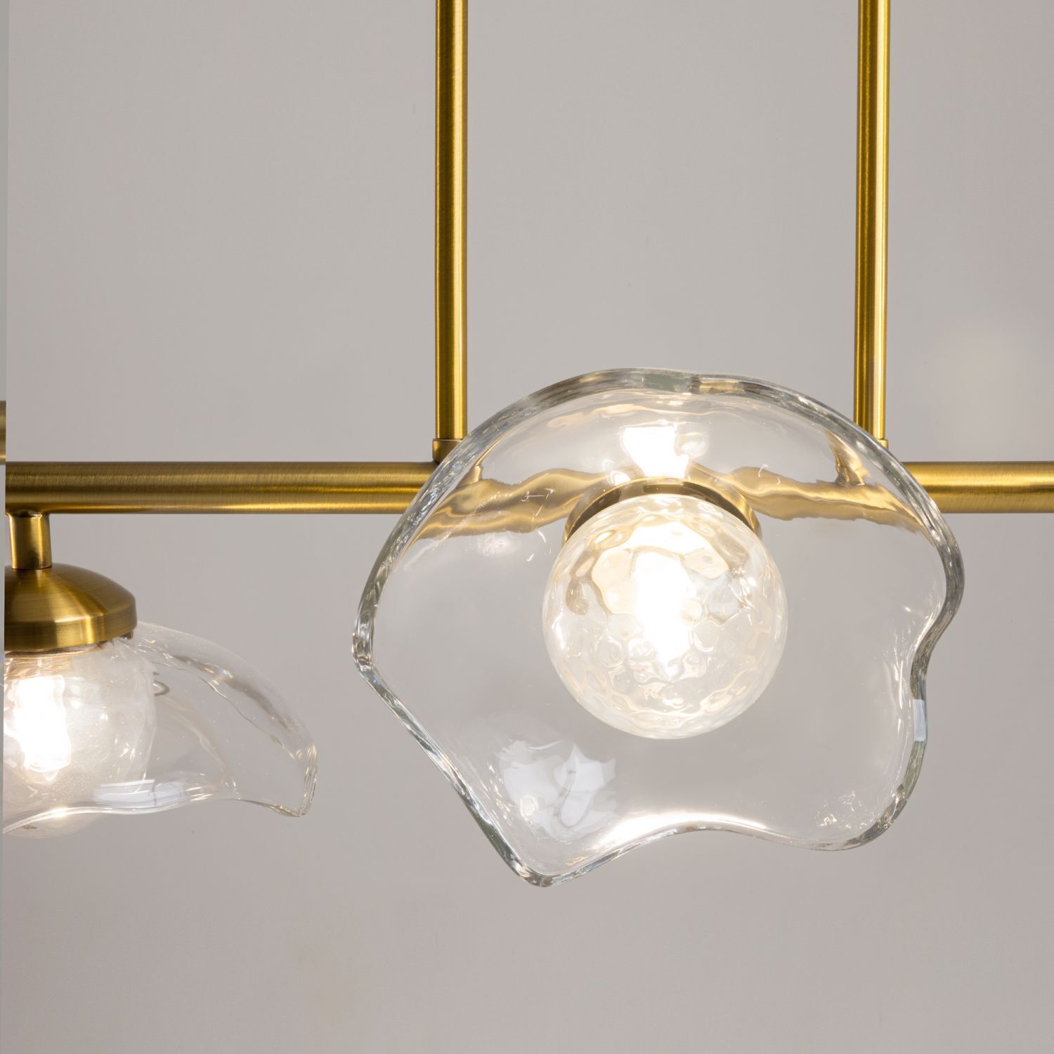 Suspension verre métal G9 H : max. 84,4 cm en laiton