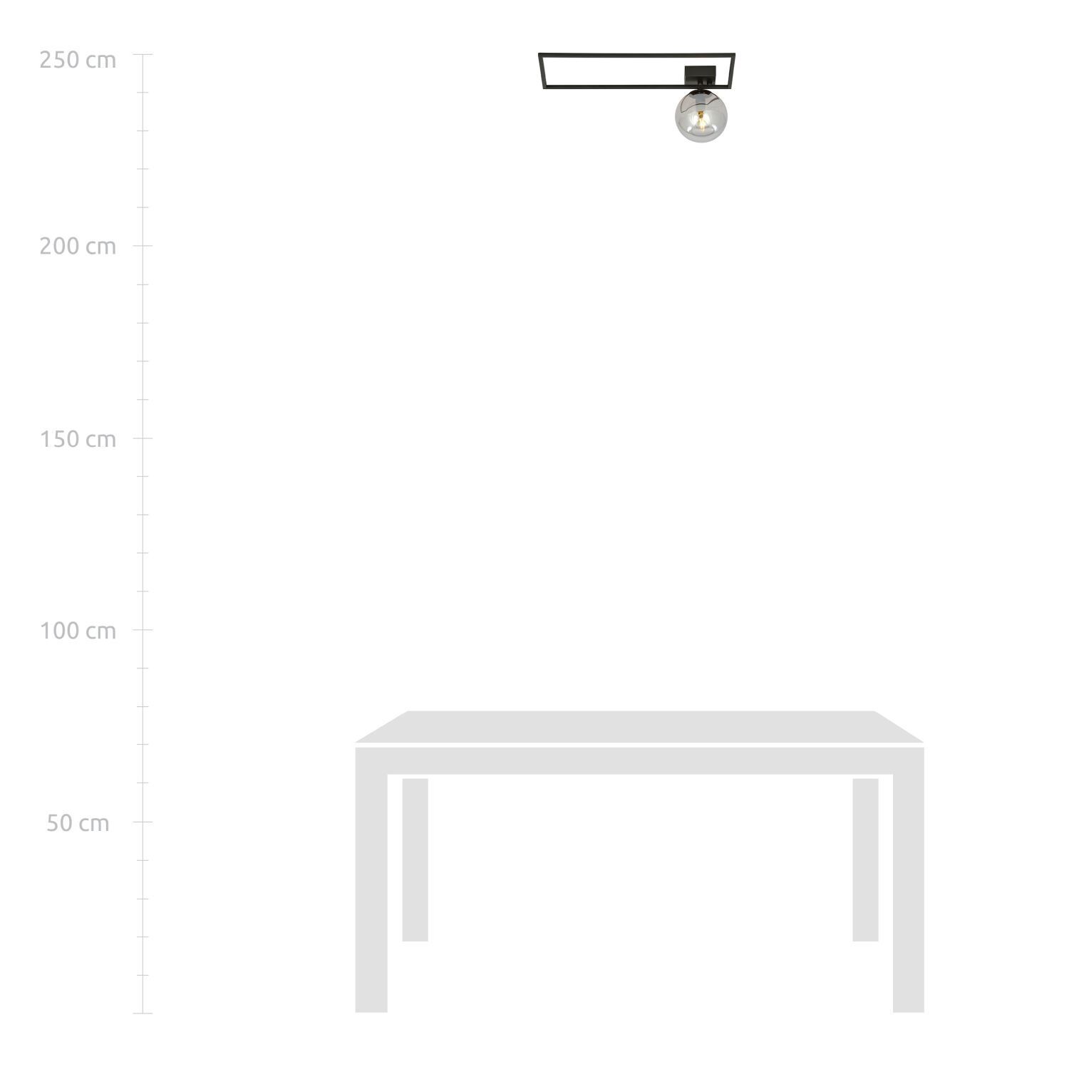 Plafonnier Abat-jour sphérique L : 50 cm Noir Gris E14 Verre Métal