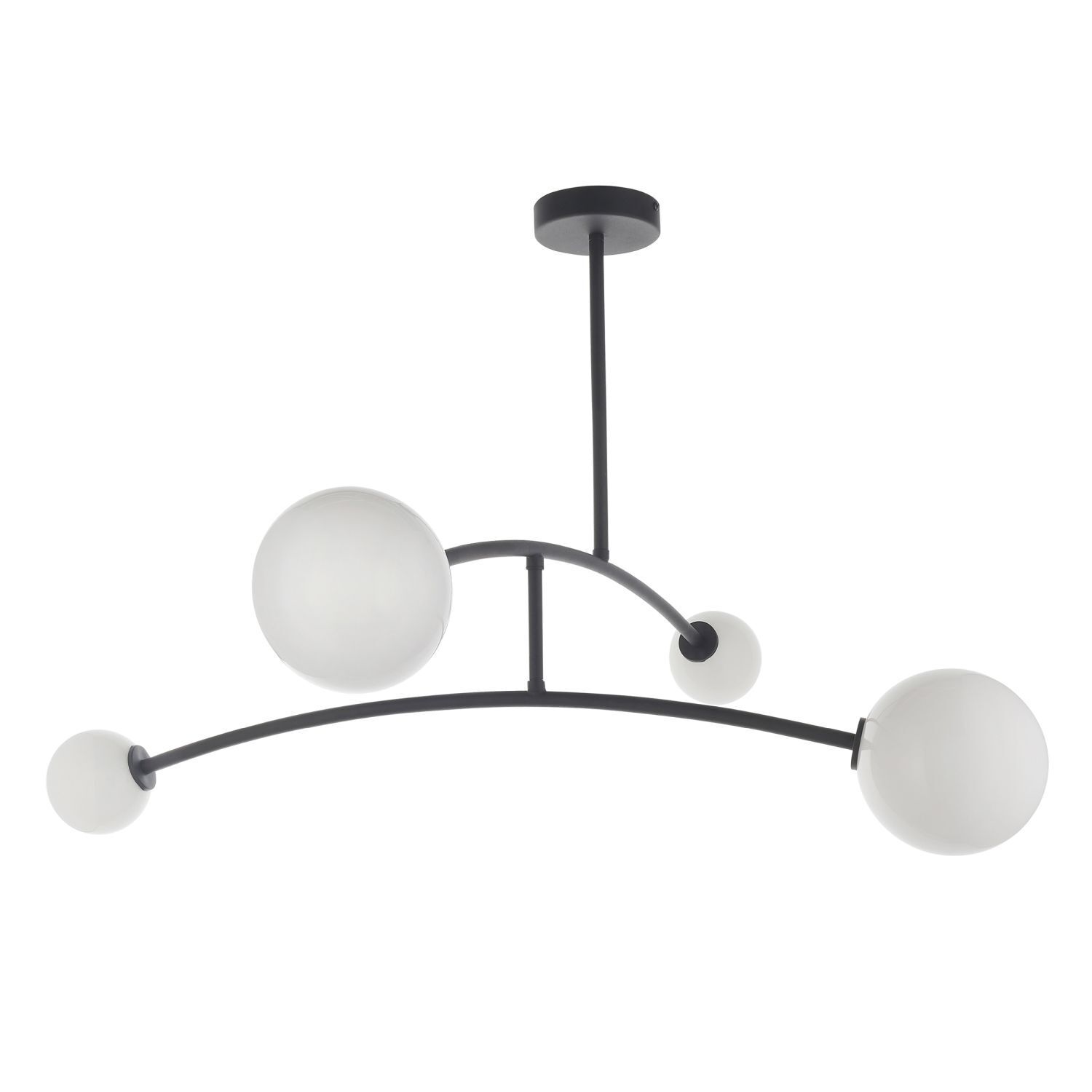 Plafonnier métal verre bras articulé noir mat blanc 4x G9