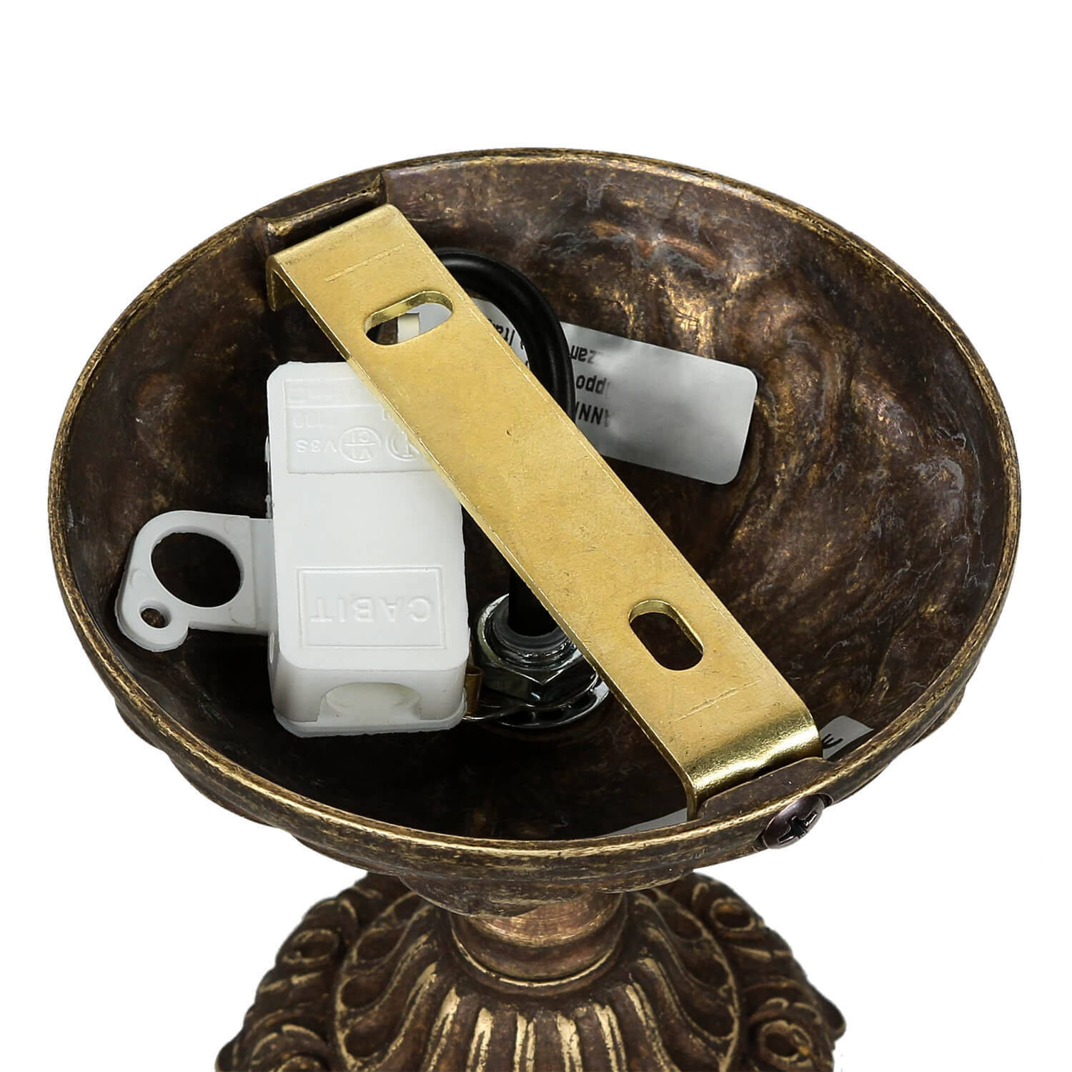 Lampe de plafond laiton verre Art Nouveau artisanat noble Bronze