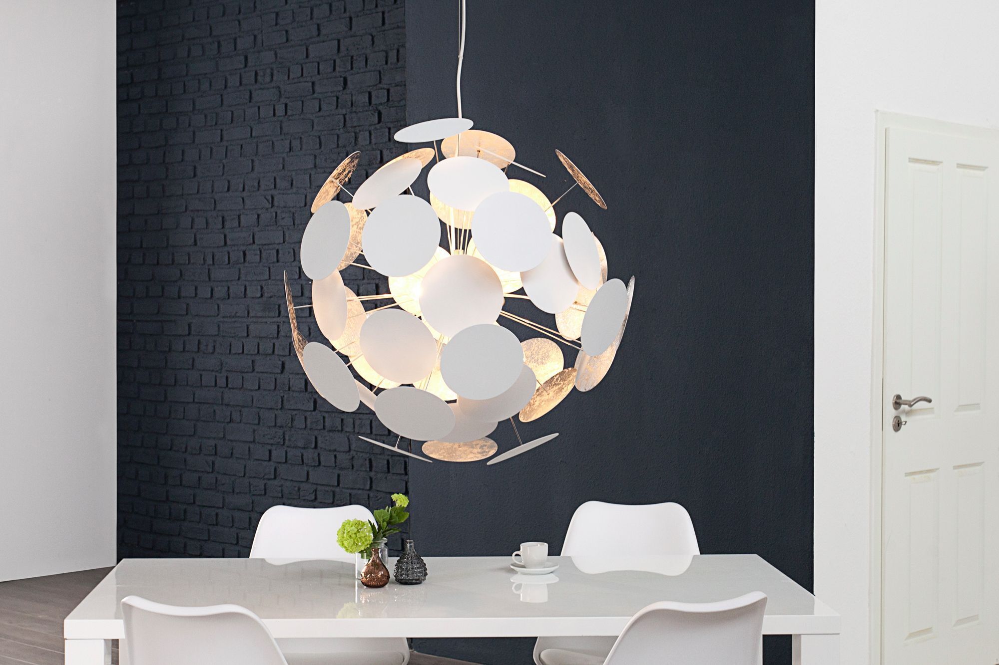 Lampe à suspendre ronde E14 Design moderne Boule blanche 6xE14