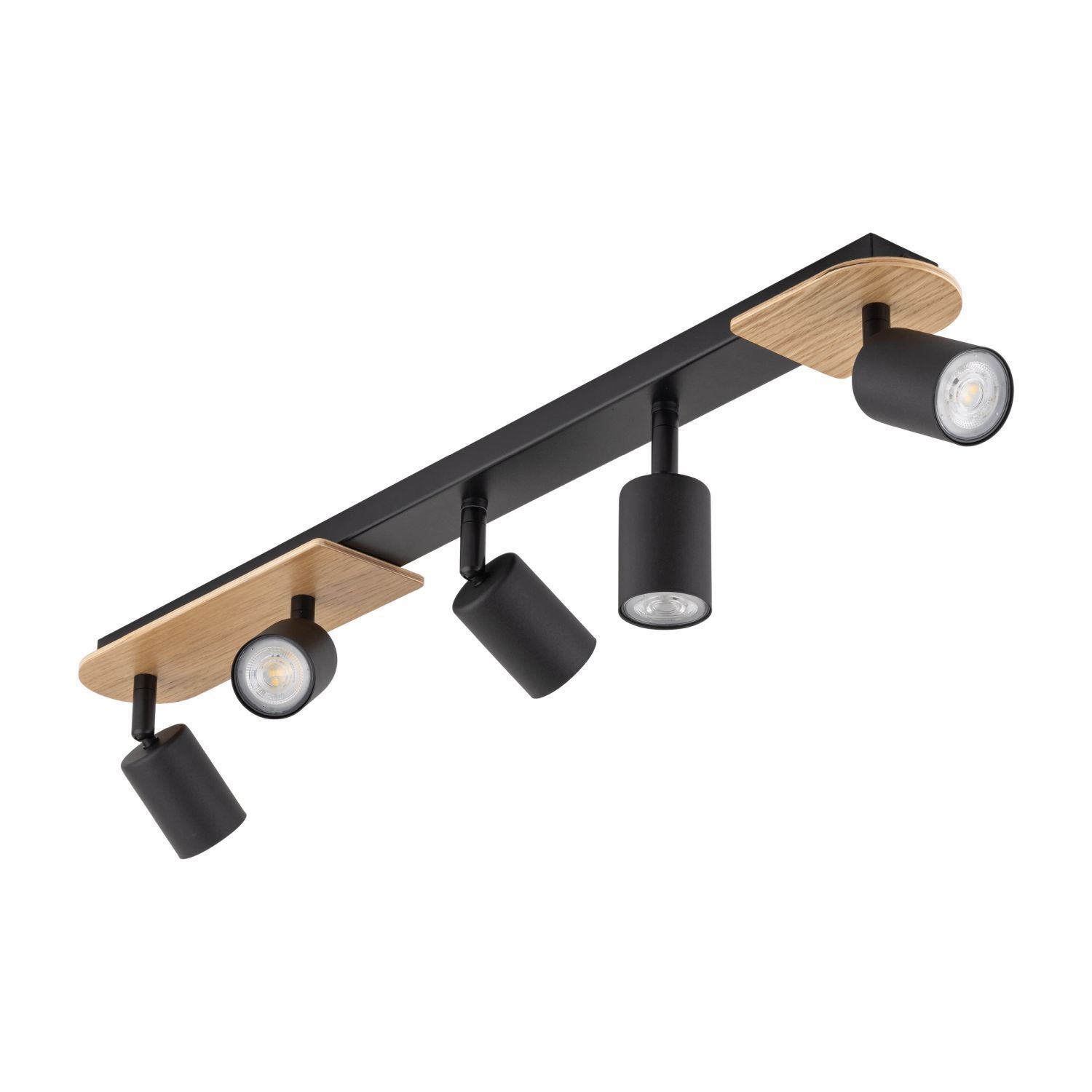 Plafonnier bois métal 85 cm long brun noir 5x GU10 Beleuchtung, Lampe