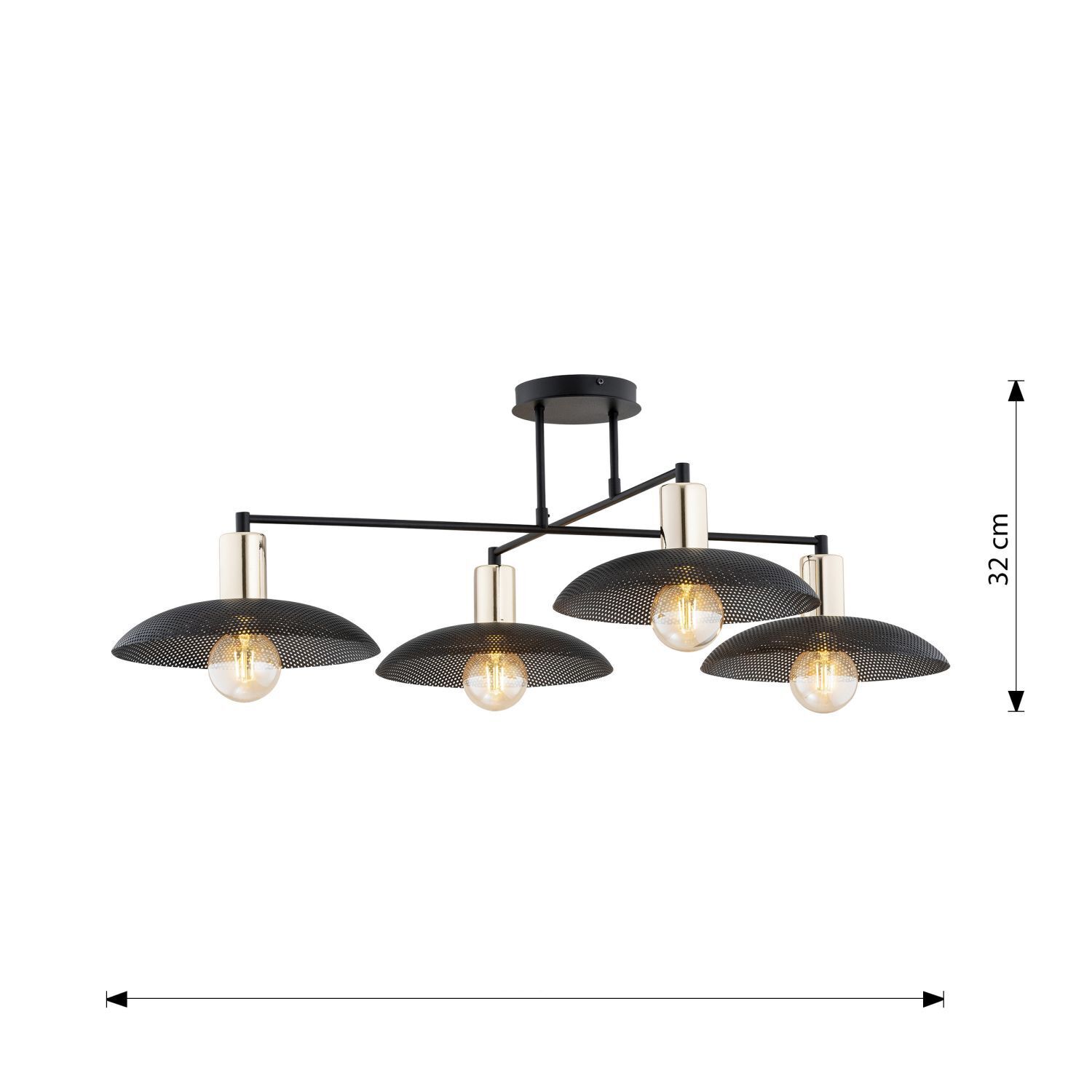 Plafonnier grand 100 cm de long en noir or 4x E27 métal Leuchte, Deckenleuchte