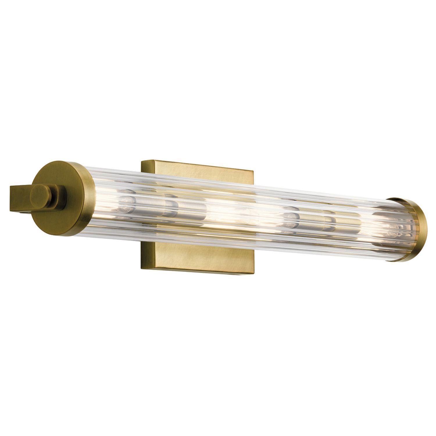 Wandlampe Badezimmer Glas Metall E14 IP44 B: 69,1 cm in Messing Wandlampe, Messing, Glas, Rohrform, Glasrohr-Wandlampe